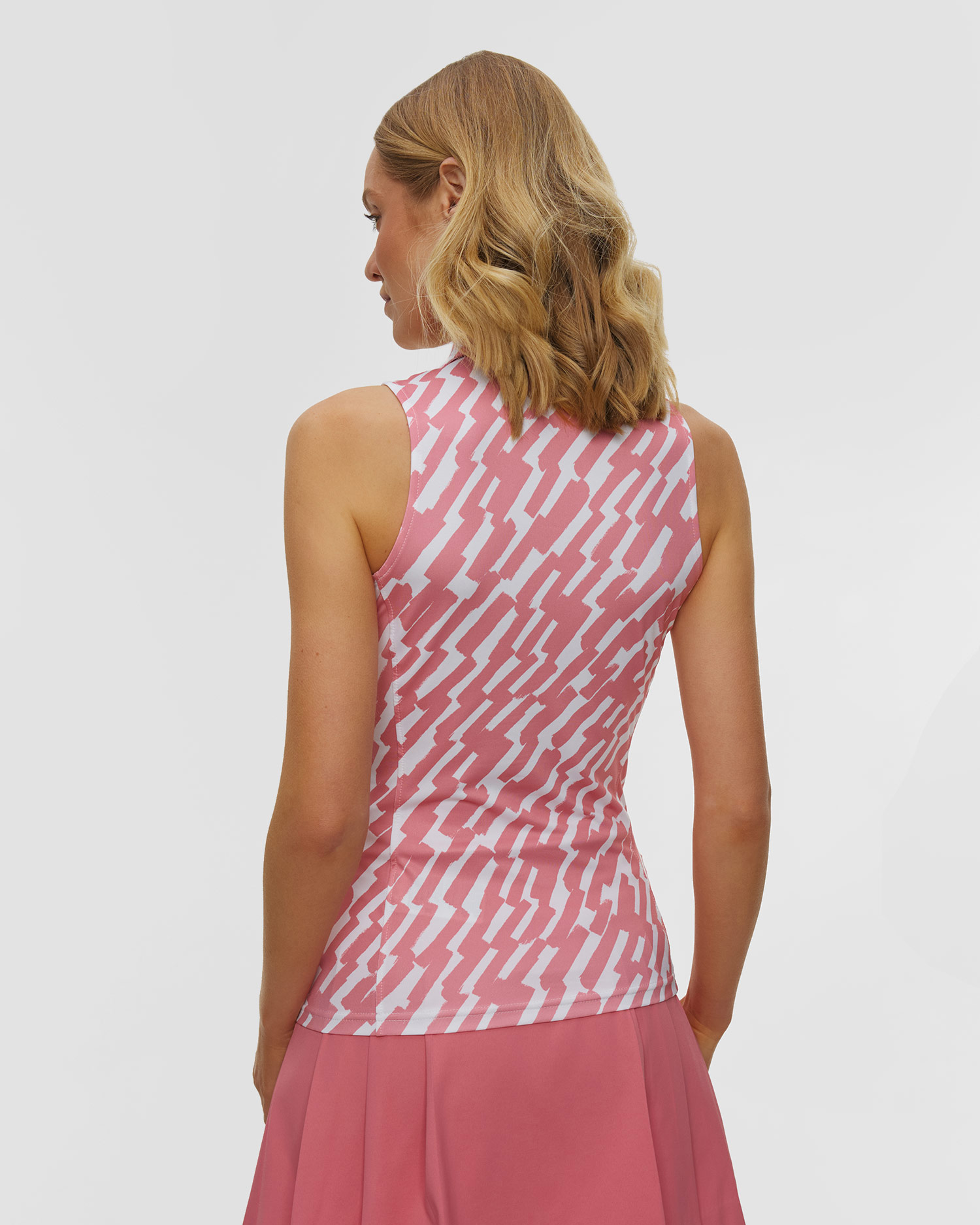 J.Lindeberg Ladies Dena Print Sleeveless Polo Damen-Poloshirt ohne Ärmel