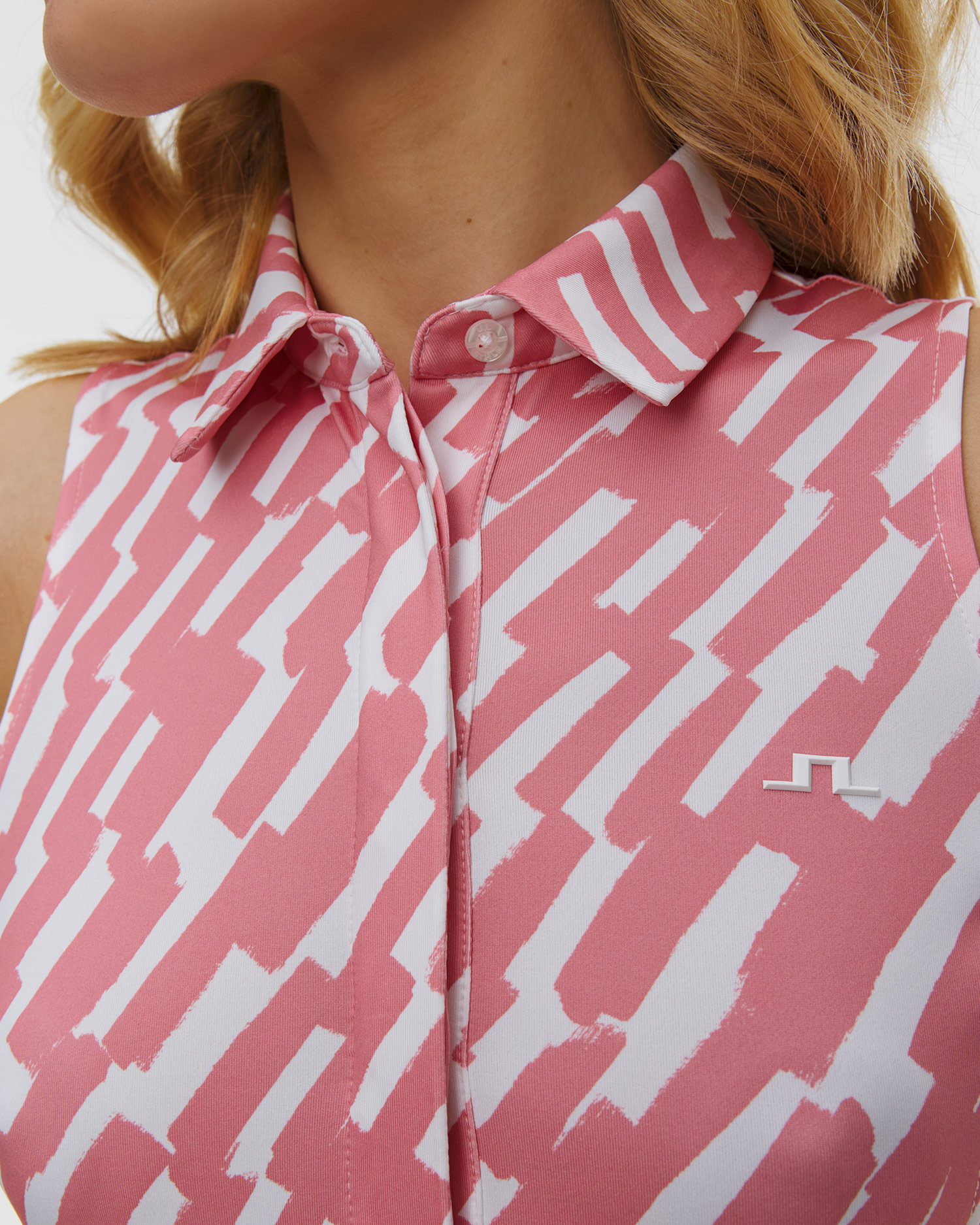 J.Lindeberg Ladies Dena Print Sleeveless Polo Damen-Poloshirt ohne Ärmel