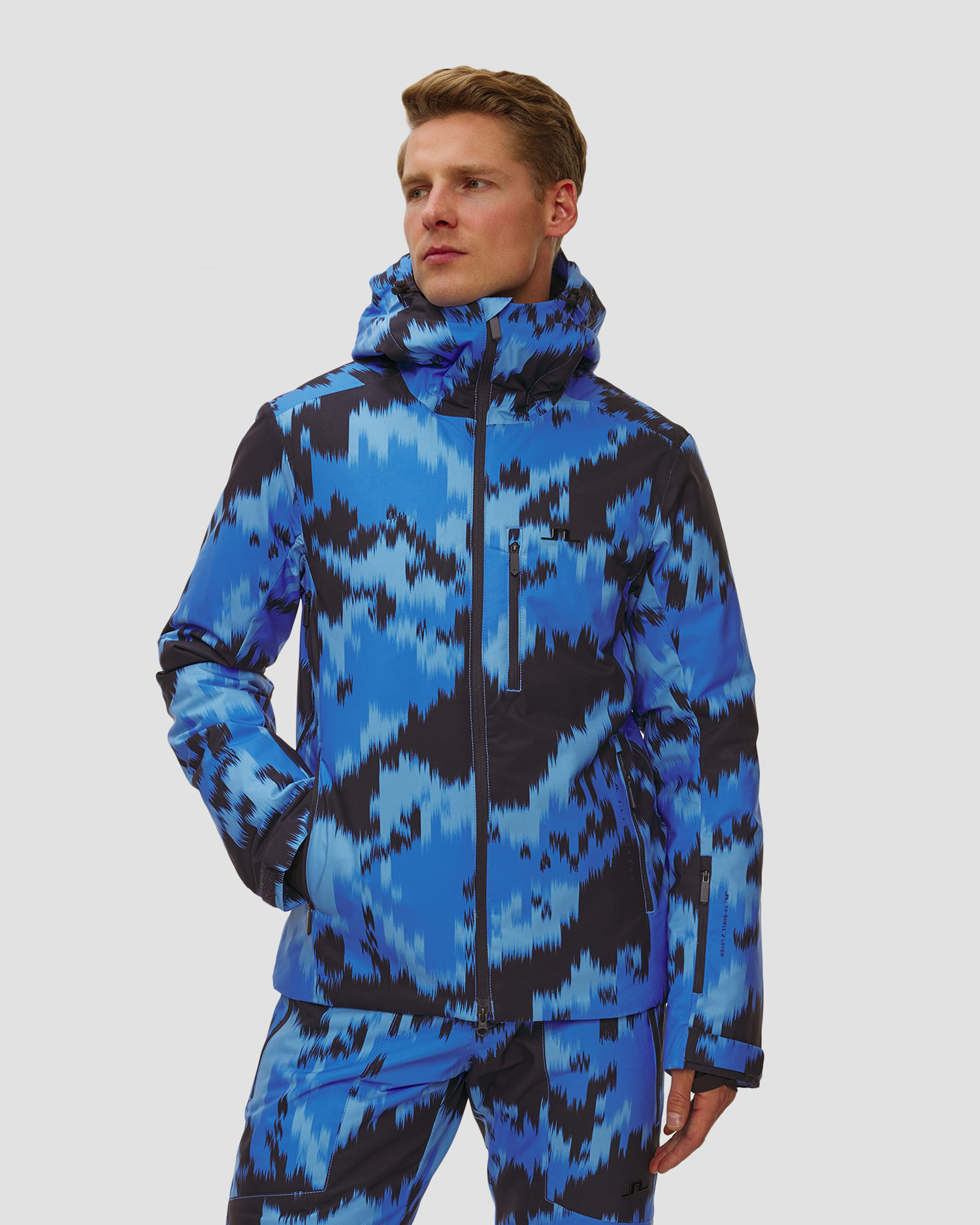 J.Lindeberg Ace Jacket Printed Herren-Skijacke in Blau und Schwarz