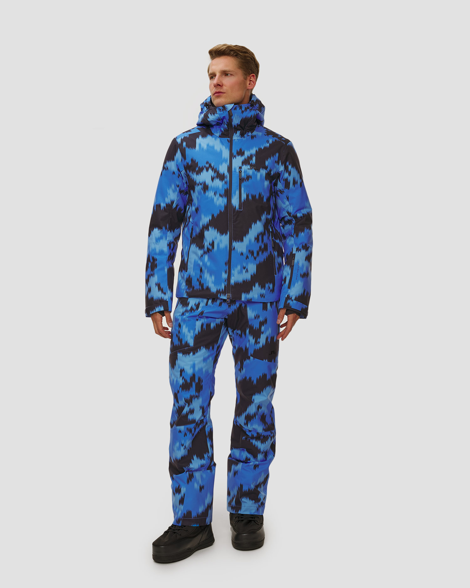 J.Lindeberg Ace Jacket Printed Herren-Skijacke in Blau und Schwarz