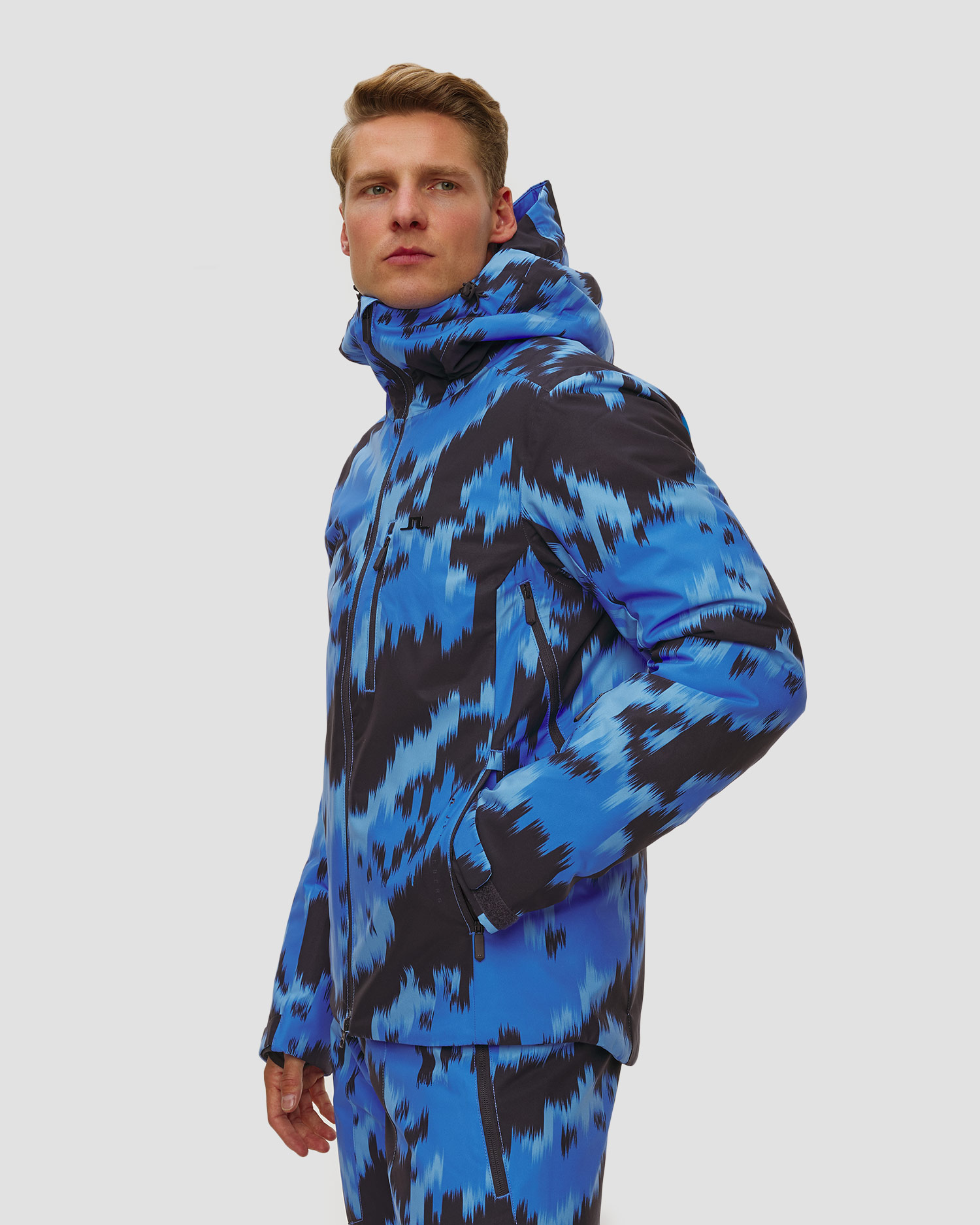 J.Lindeberg Ace Jacket Printed Herren-Skijacke in Blau und Schwarz