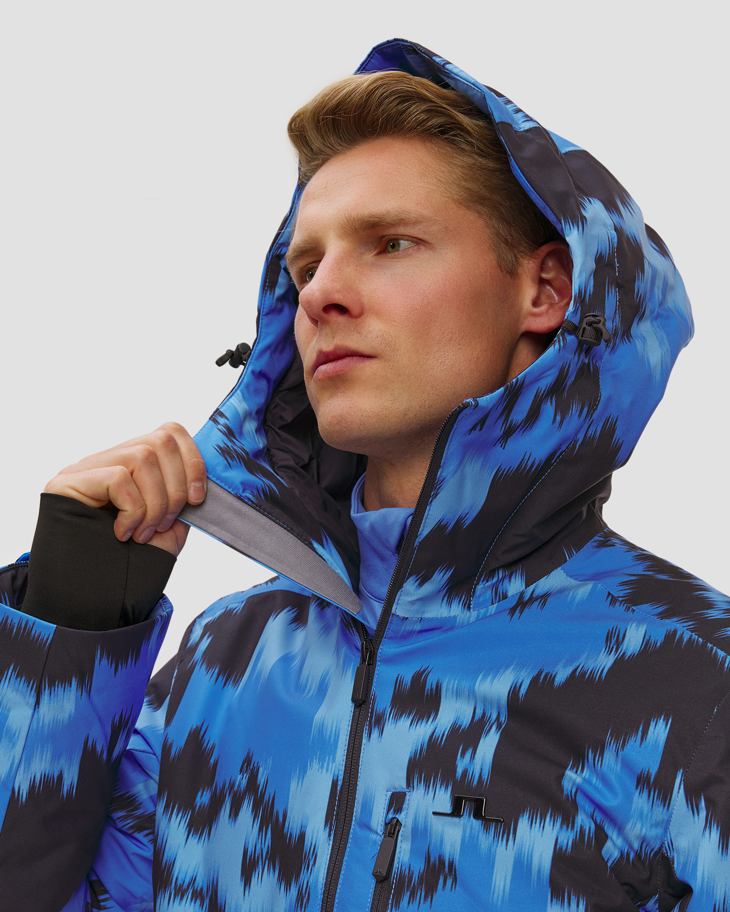 J.Lindeberg Ace Jacket Printed Herren-Skijacke in Blau und Schwarz