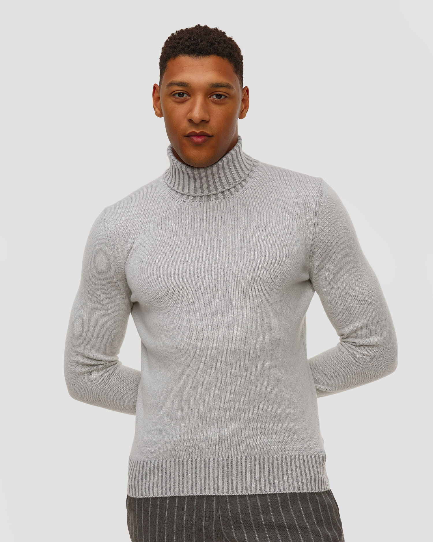 Men's grey cashmere turtleneck jumper Gran Sasso, Color/Pattern: Szary