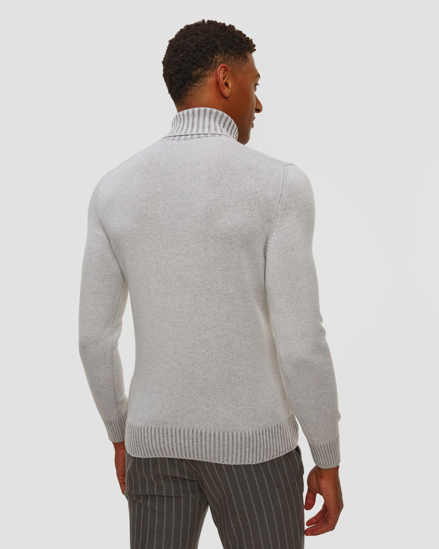 Pull à col roulé en cachemire gris pour hommes Gran Sasso