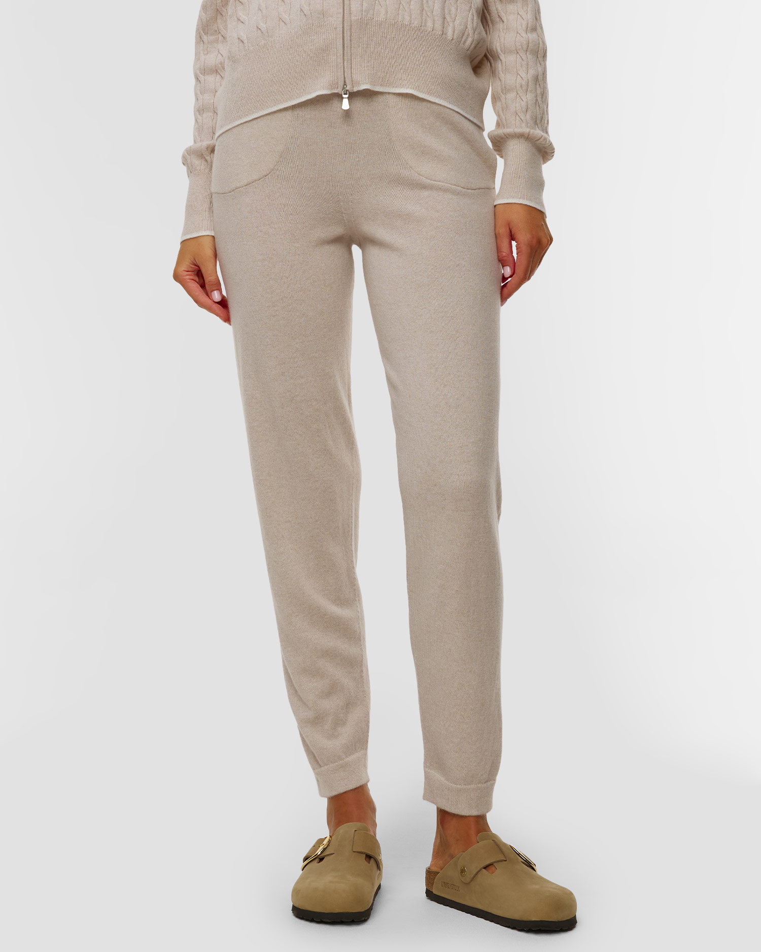 Pantaloni beige in cashmere da donna Gran Sasso