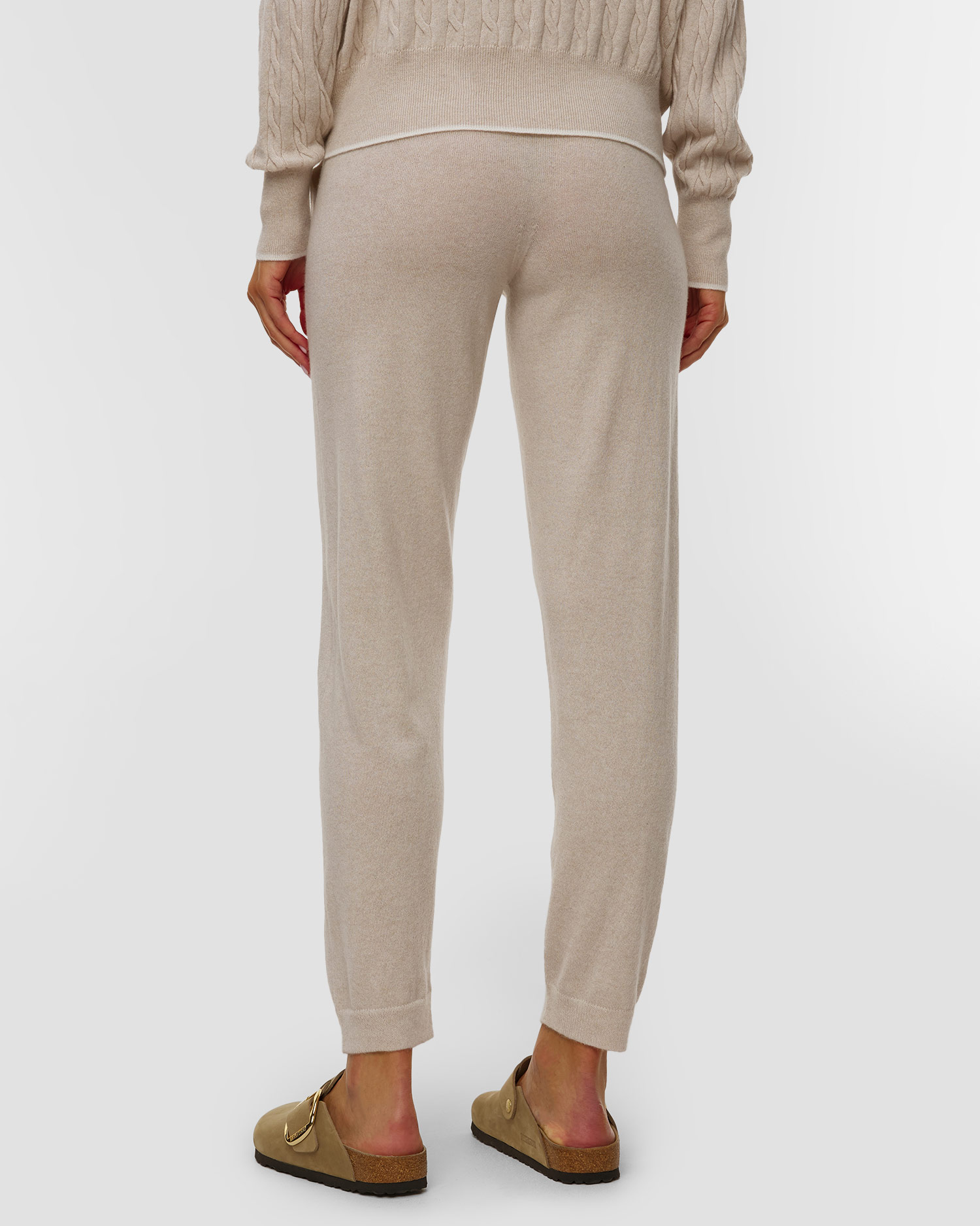 Pantaloni din cașmir bej pentru femei Gran Sasso