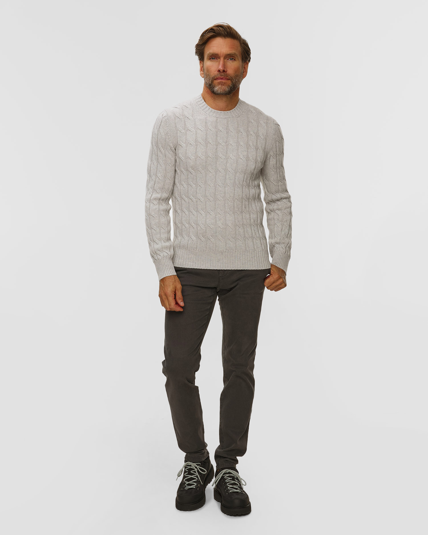 Men's cashmere sweater Gran Sasso Cable Knit Cashmere Crew Neck