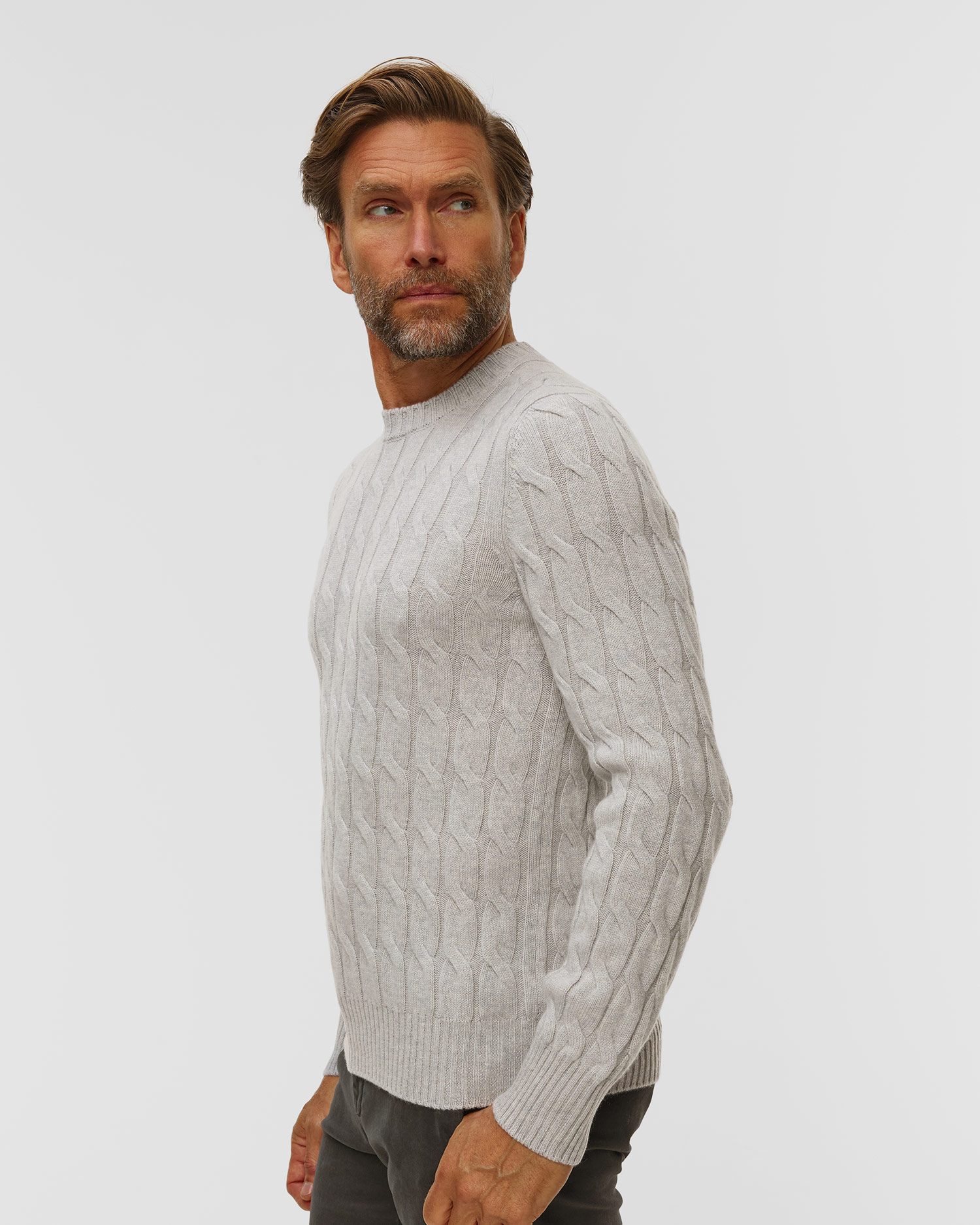 Men's cashmere sweater Gran Sasso Cable Knit Cashmere Crew Neck