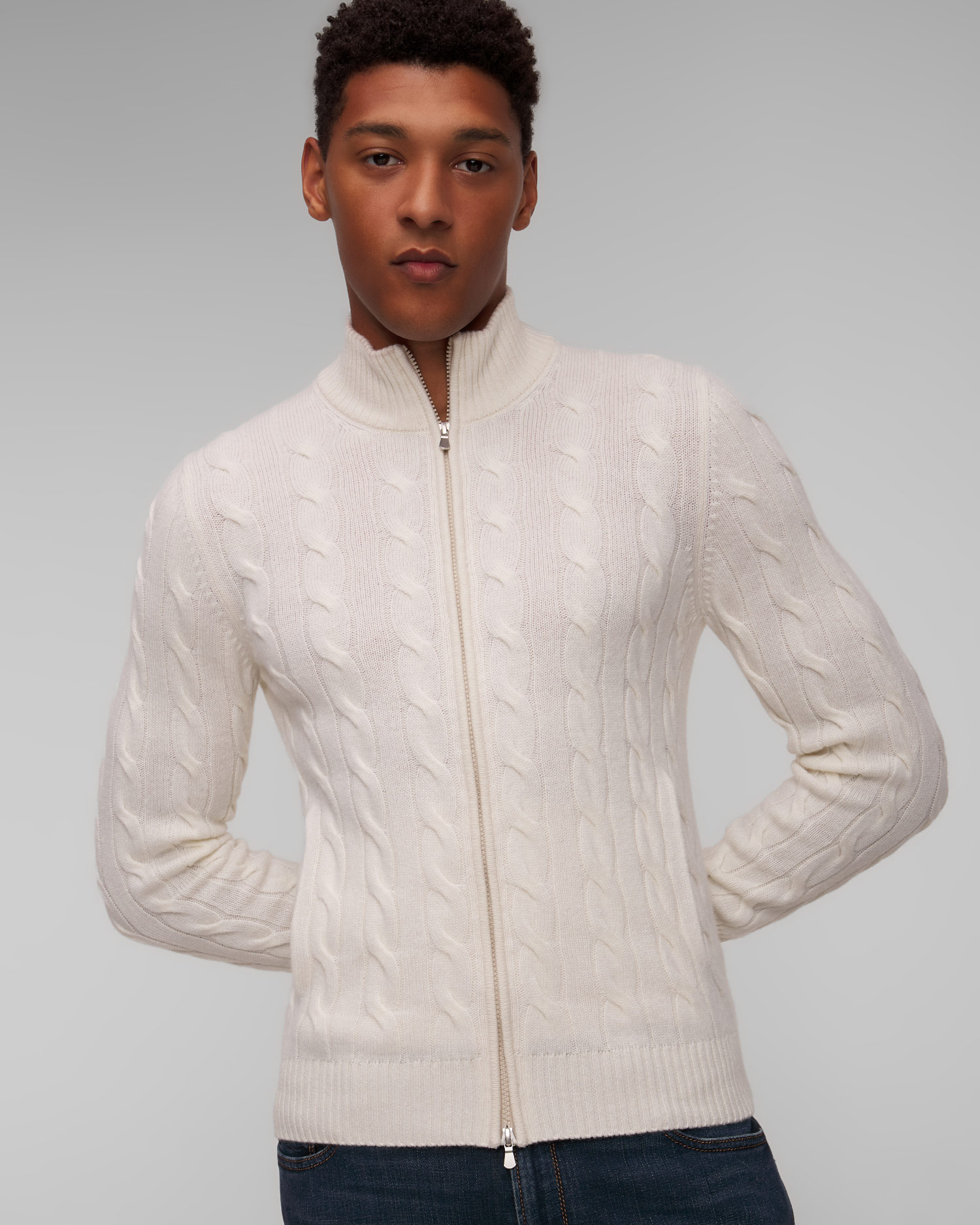 Maglione con cerniera da uomo Gran Sasso beige