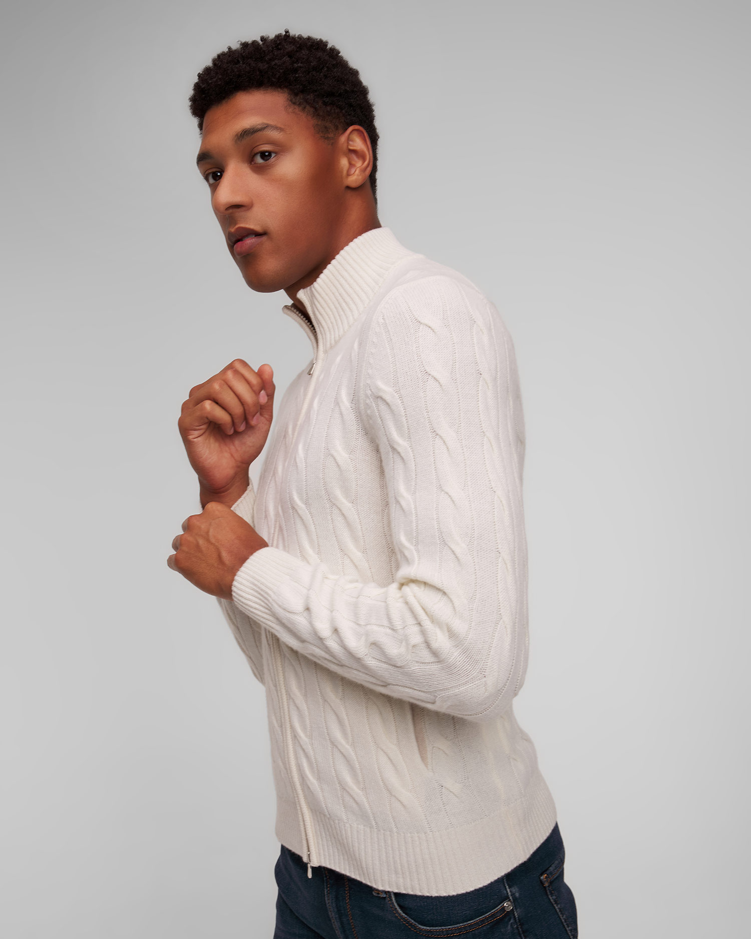 Maglione con cerniera da uomo Gran Sasso beige