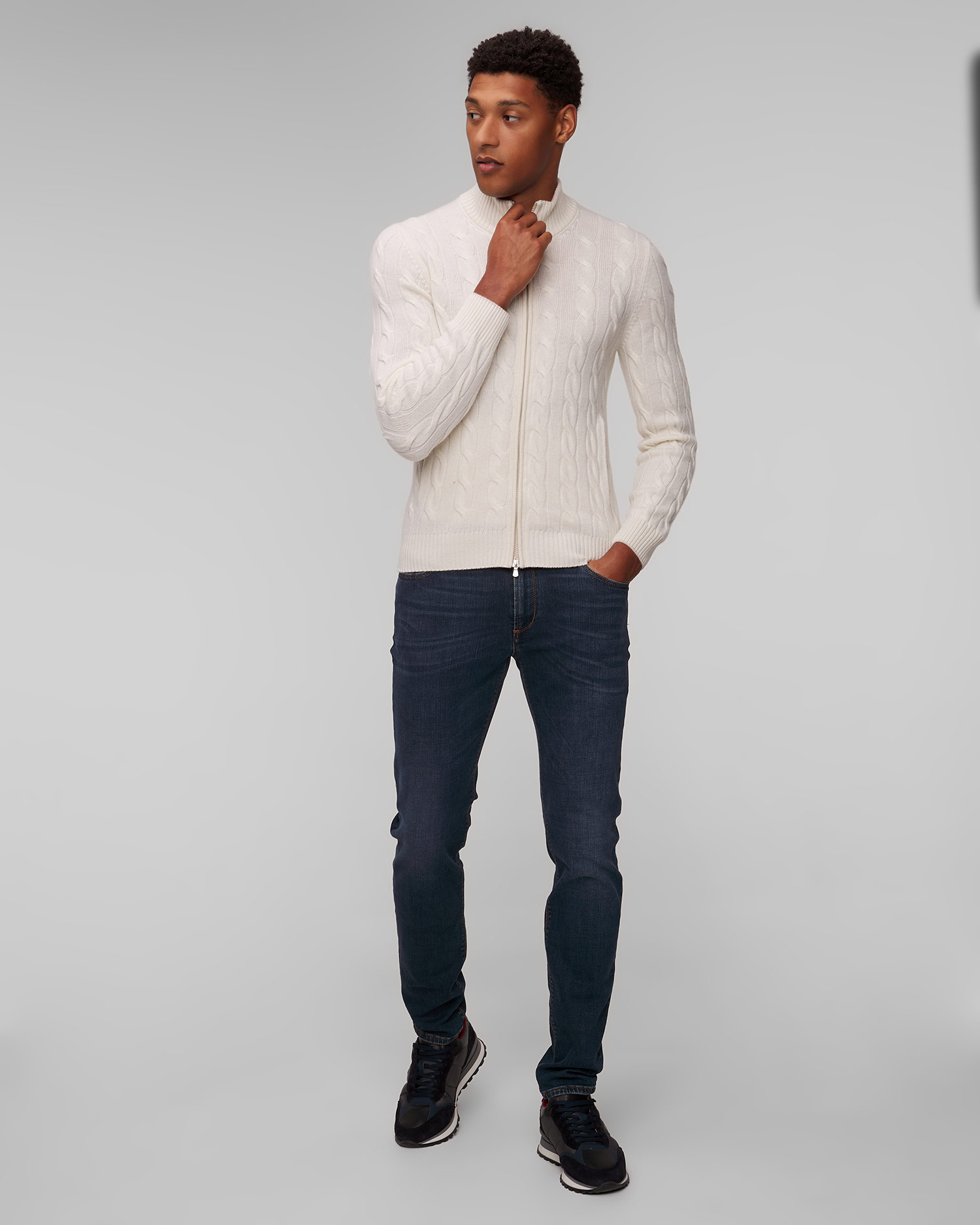 Maglione con cerniera da uomo Gran Sasso beige