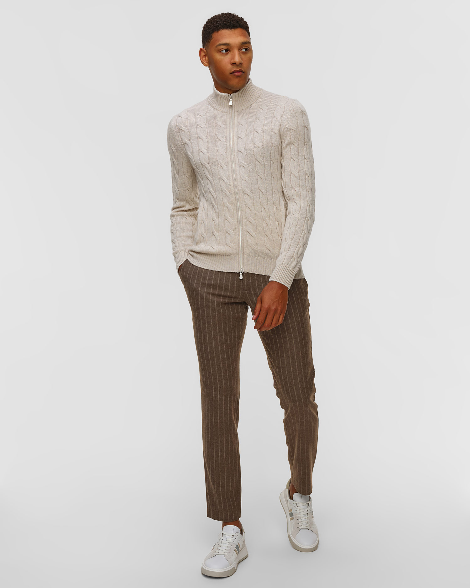 Pull zippé en cachemire pour hommes Gran Sasso