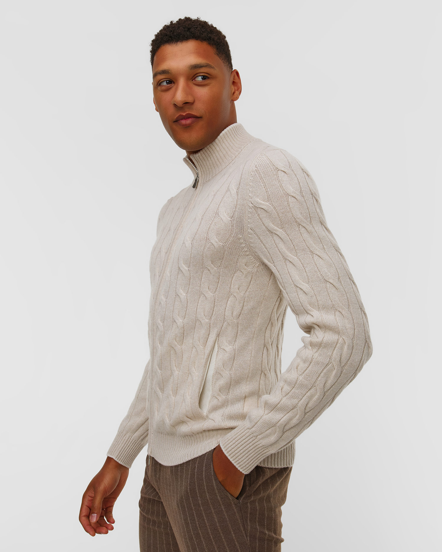 Pull zippé en cachemire pour hommes Gran Sasso