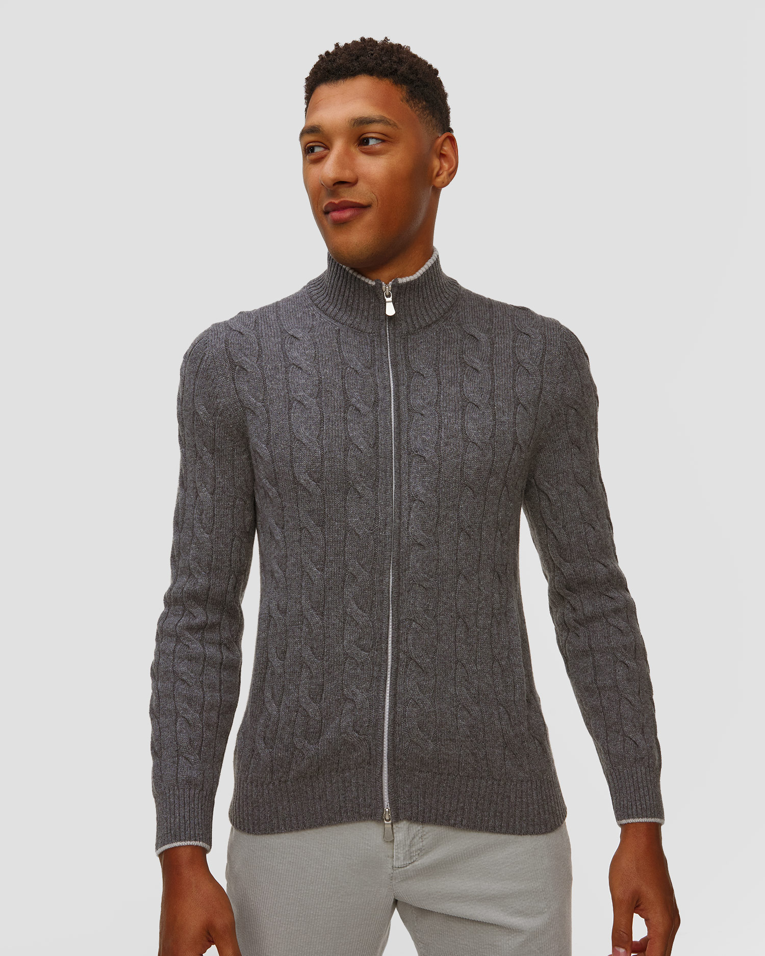 Pull zippé en cachemire pour hommes Gran Sasso