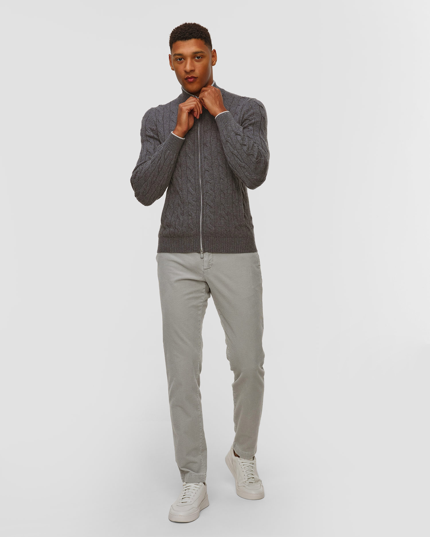 Pull zippé en cachemire pour hommes Gran Sasso