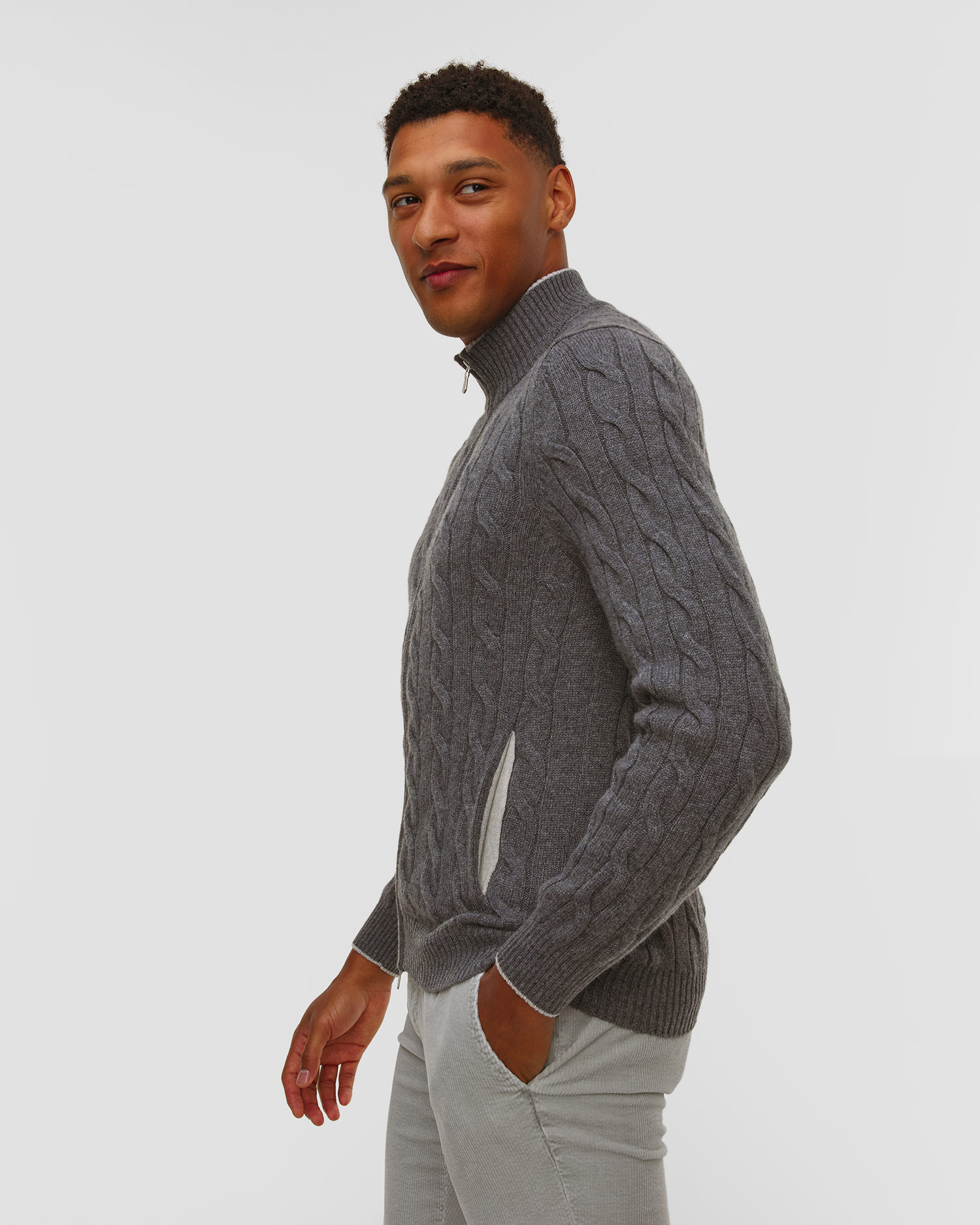 Pull zippé en cachemire pour hommes Gran Sasso