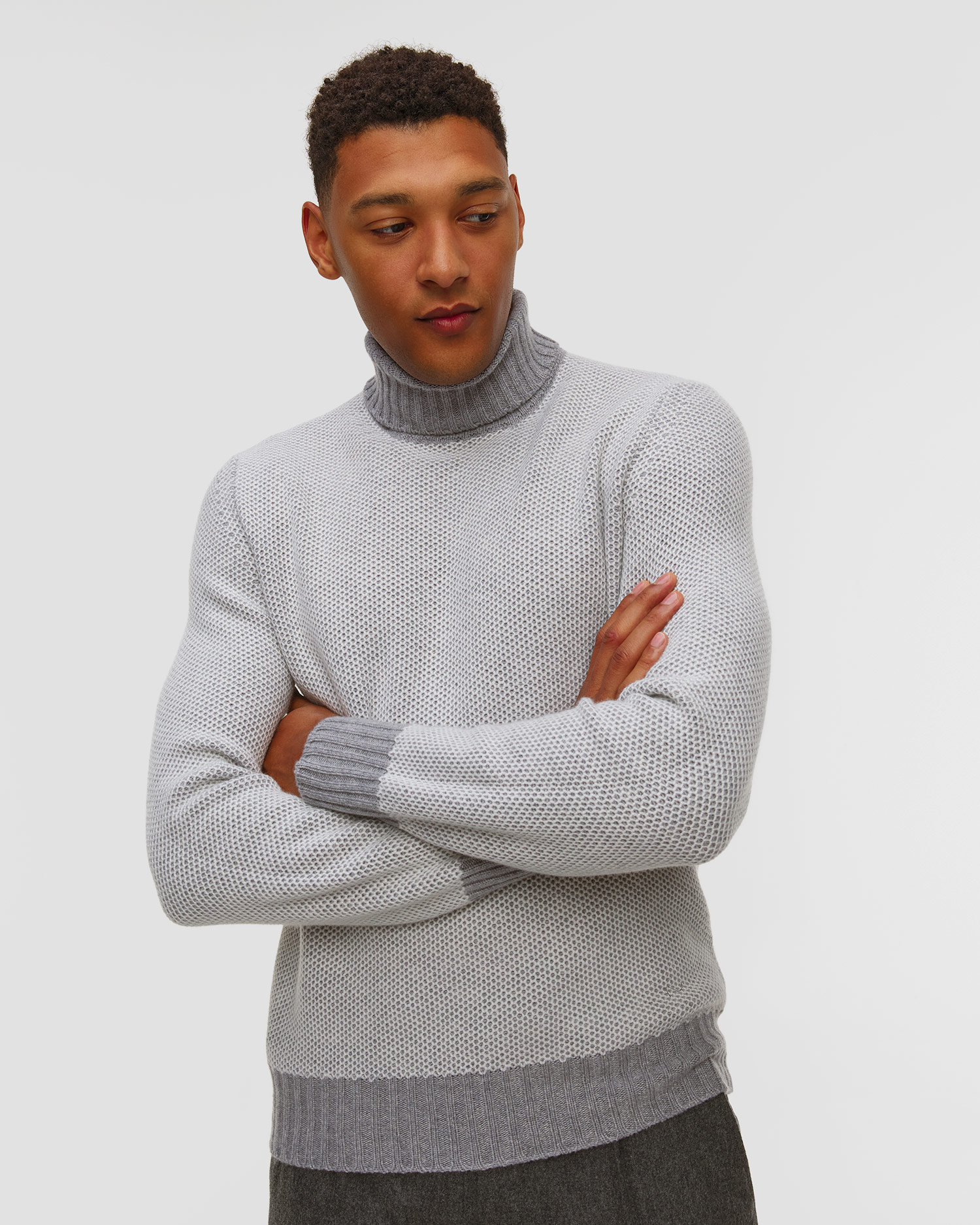 Pull à col roulé en cachemire pour hommes Gran Sasso, Couleur: Szary