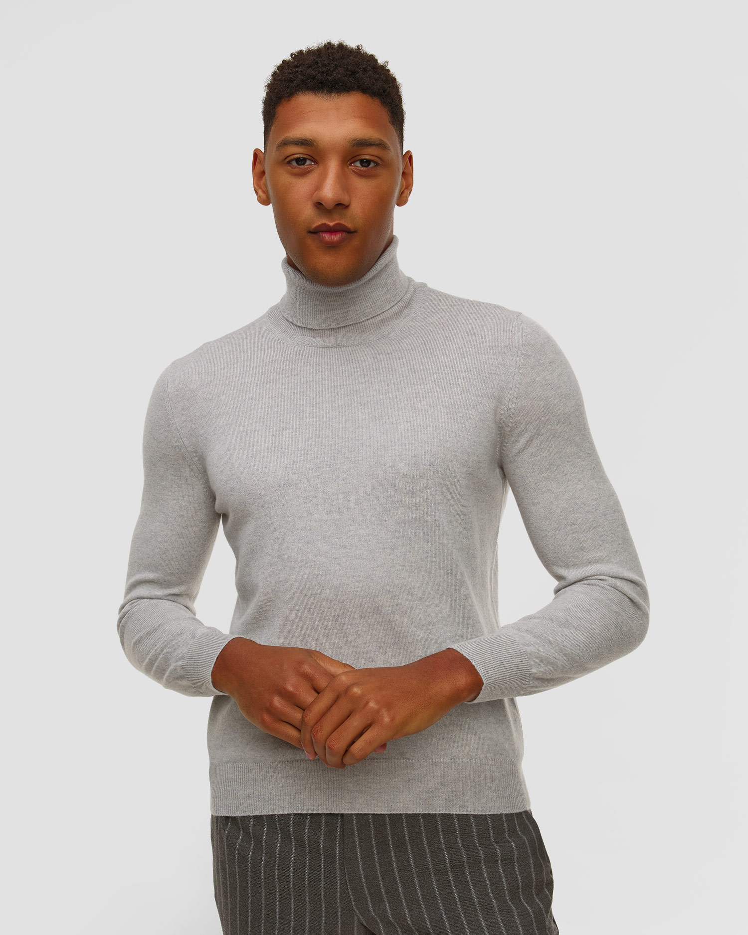 Pull à col roulé en cachemire pour hommes Gran Sasso, Couleur: Szary