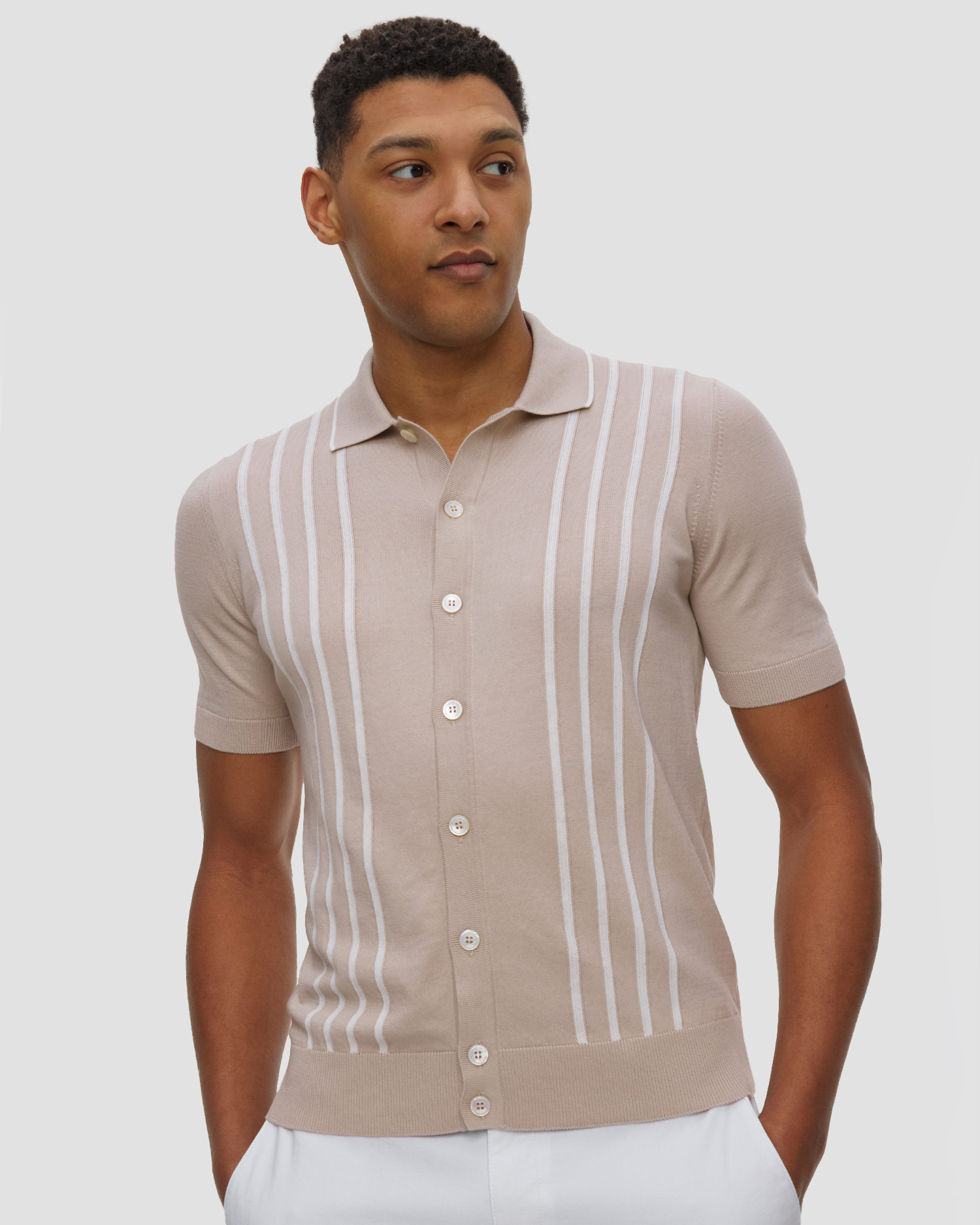 Polo dzianinowe męskie Gran Sasso, Kolor/Wzór: Beżowy