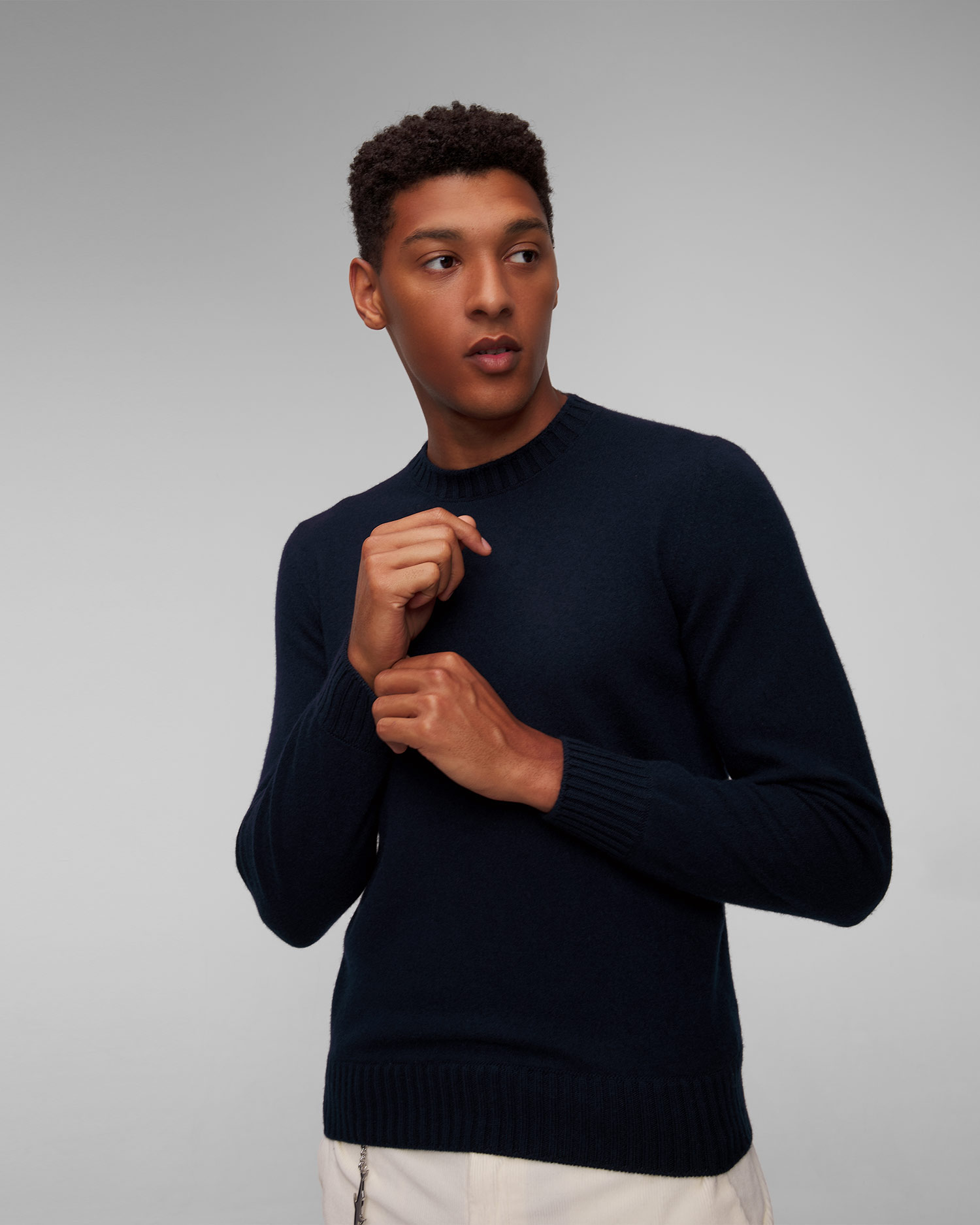 Maglione blu scuro in cashmere da uomo Gran Sasso