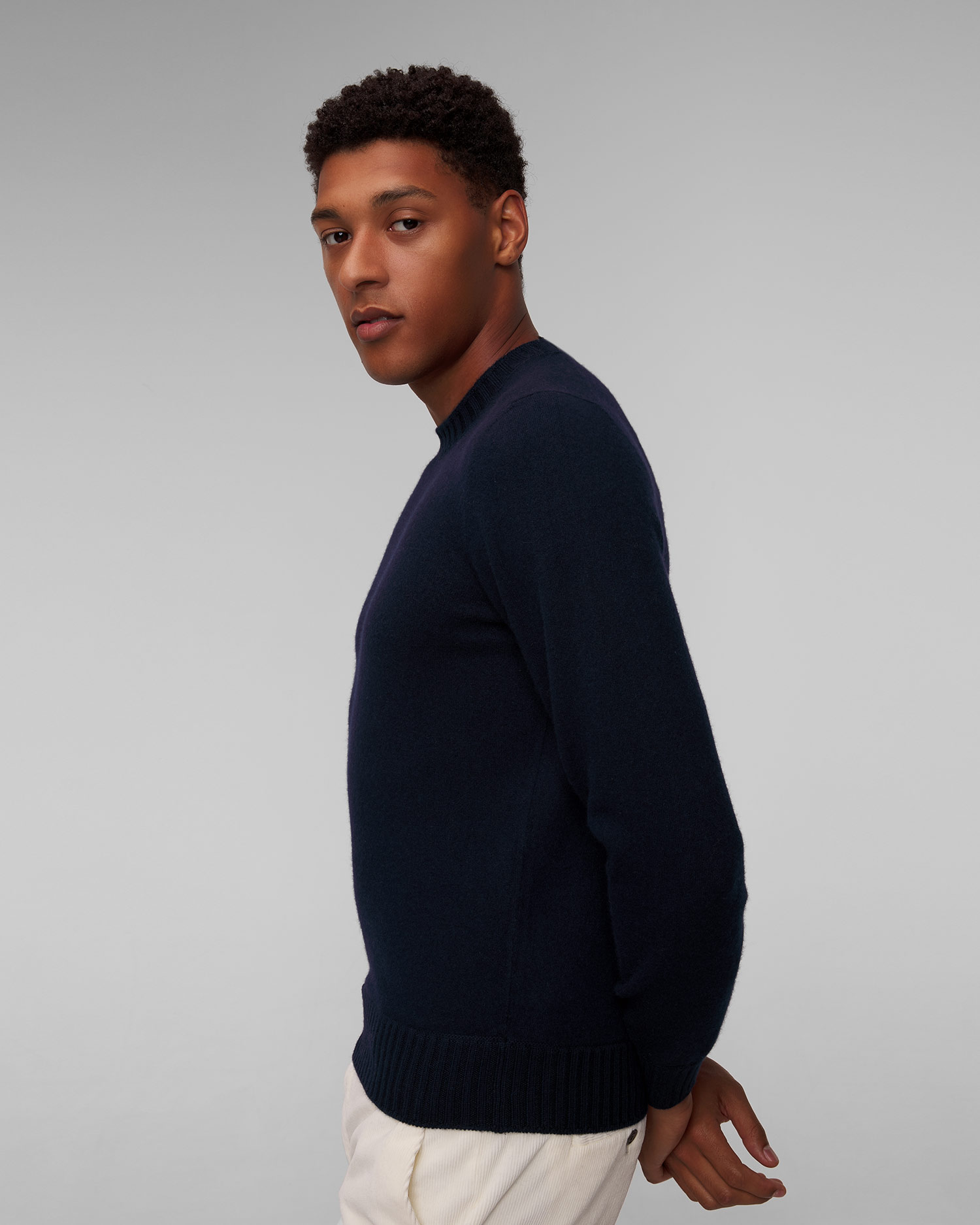 Maglione blu scuro in cashmere da uomo Gran Sasso