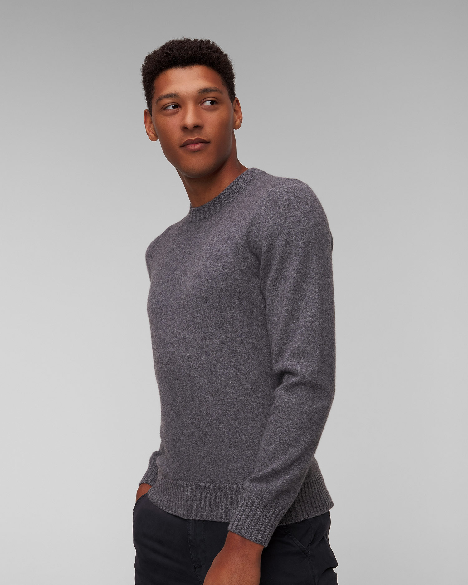 Maglione grigio in cashmere da uomo Gran Sasso