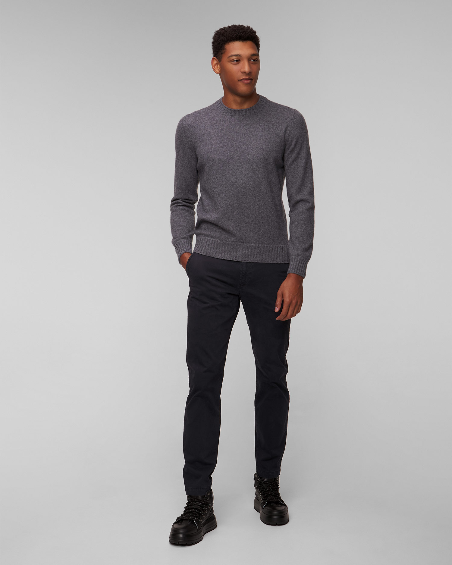 Maglione grigio in cashmere da uomo Gran Sasso