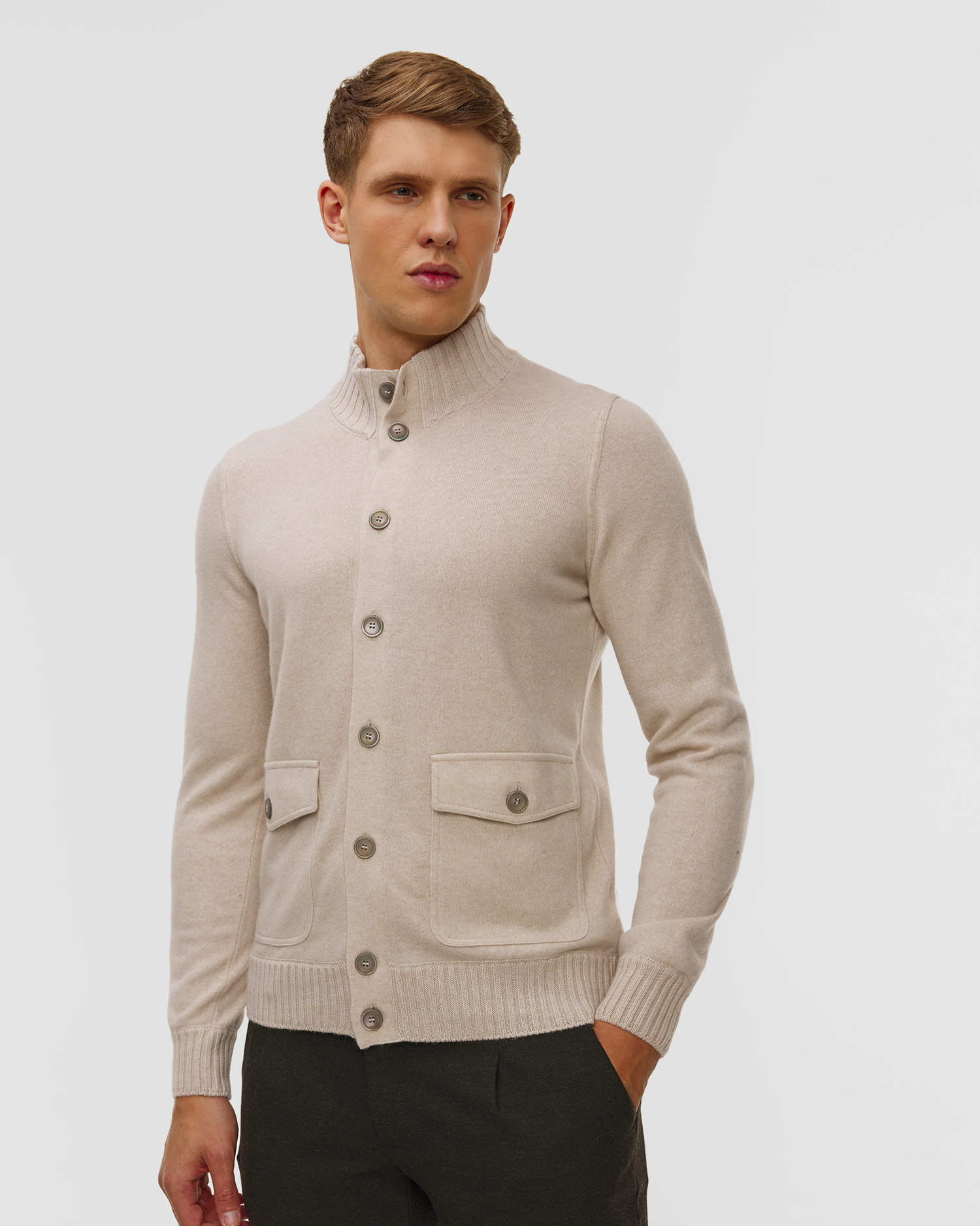 Maglione beige in cashmere da uomo Gran Sasso