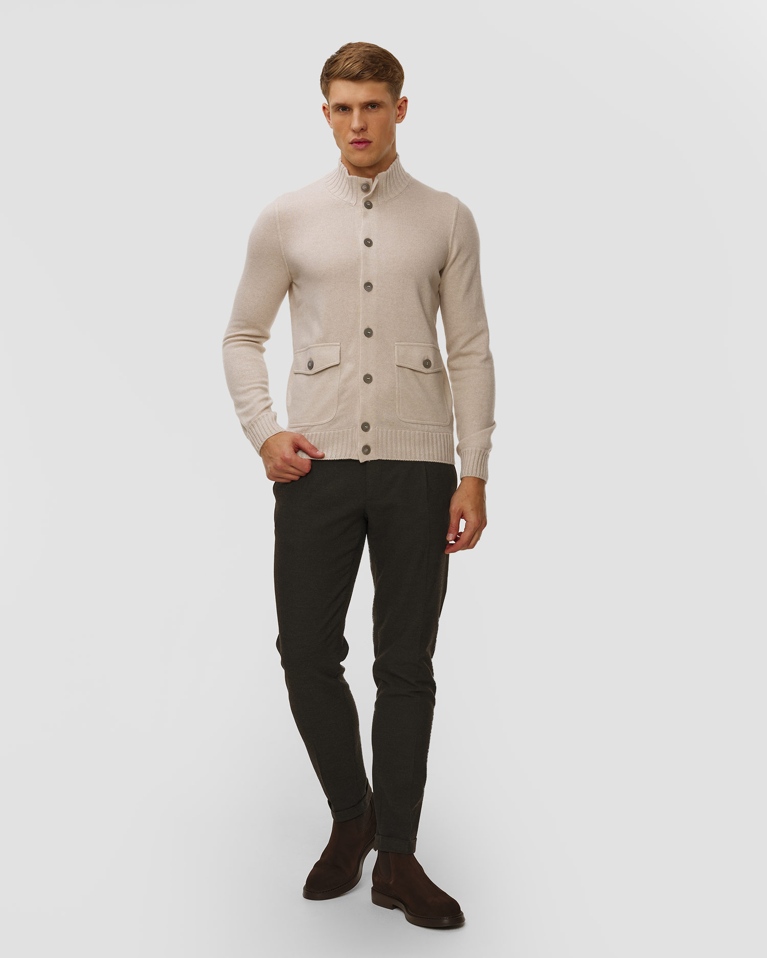 Maglione beige in cashmere da uomo Gran Sasso