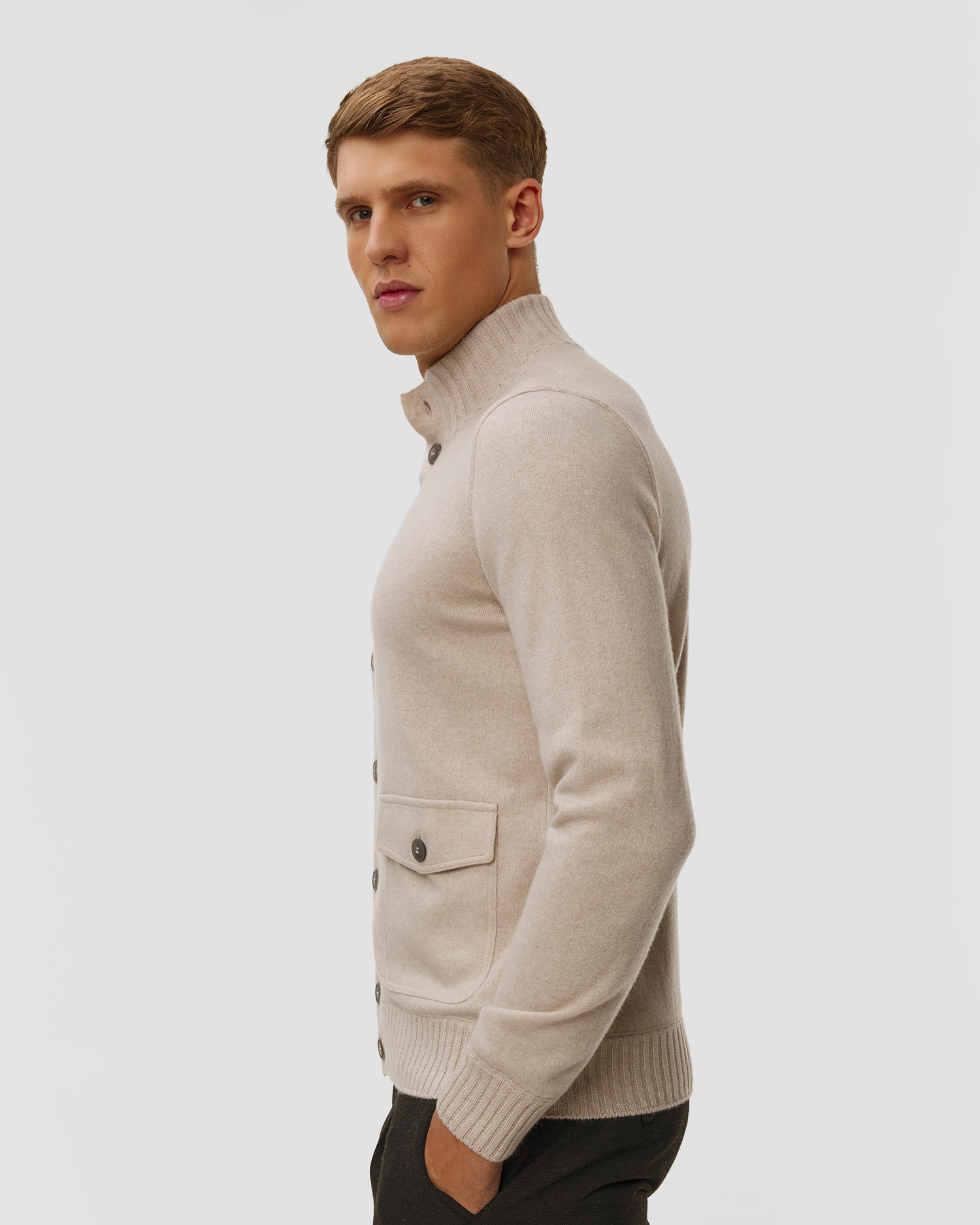 Maglione beige in cashmere da uomo Gran Sasso