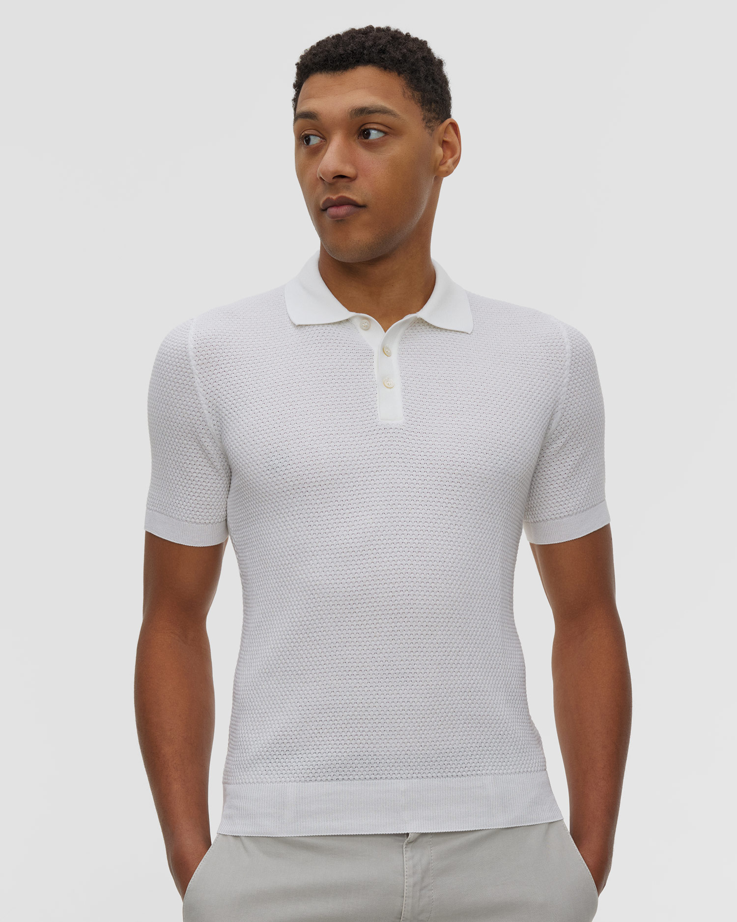 Polo dzianinowe męskie Gran Sasso, Kolor/Wzór: Biały