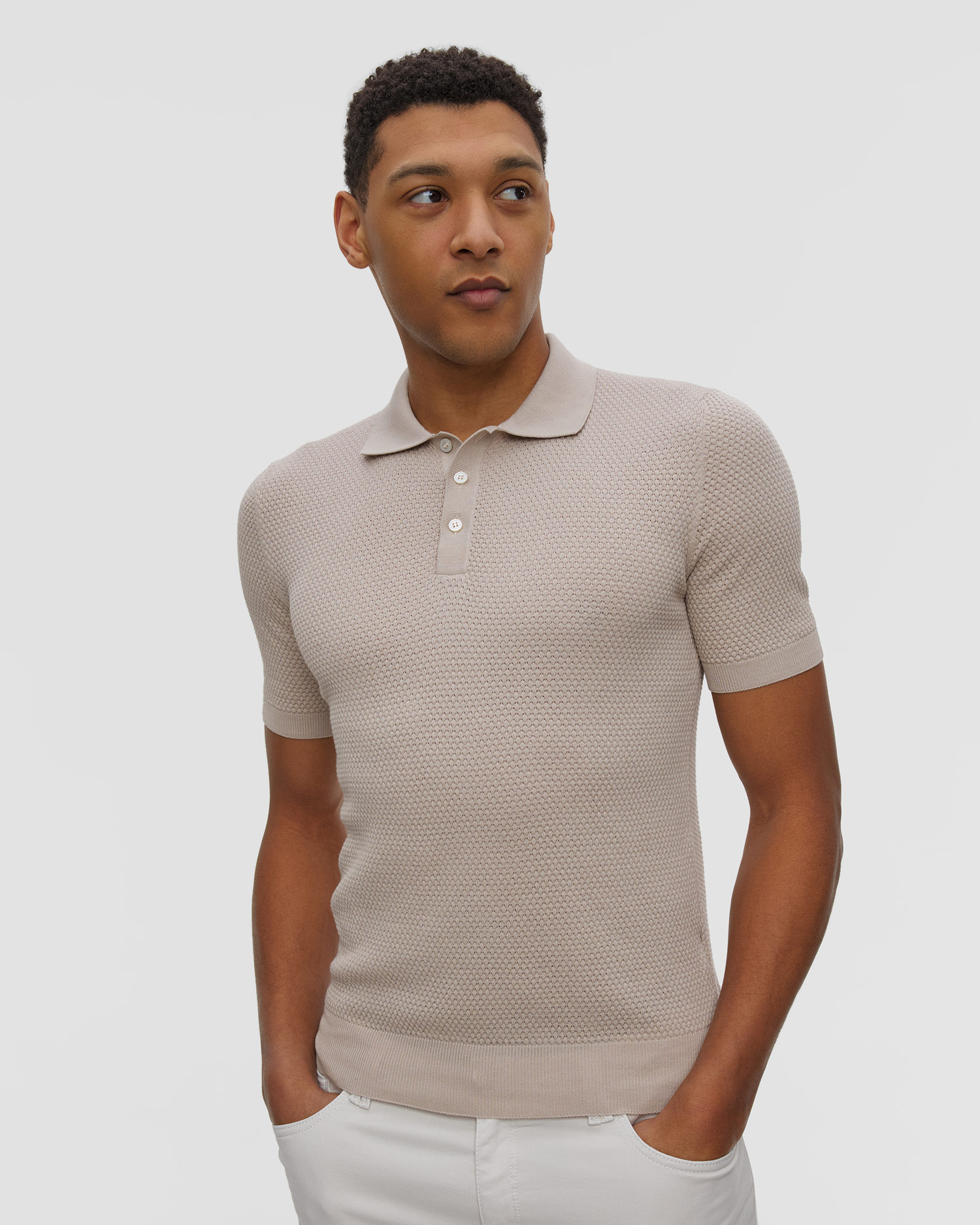 Polo dzianinowe męskie Gran Sasso, Kolor/Wzór: Beżowy