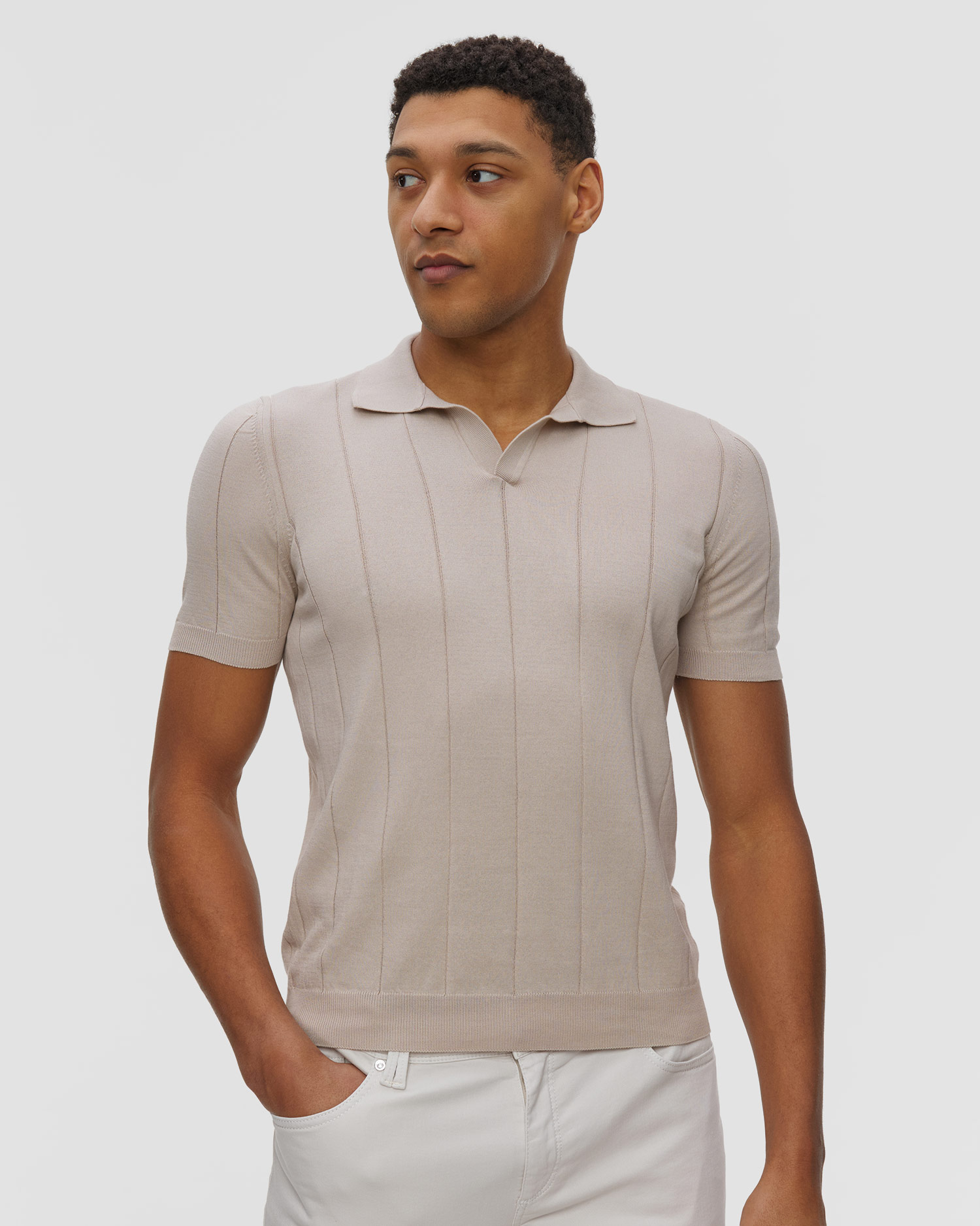 Polo dzianinowe męskie Gran Sasso, Kolor/Wzór: Beżowy