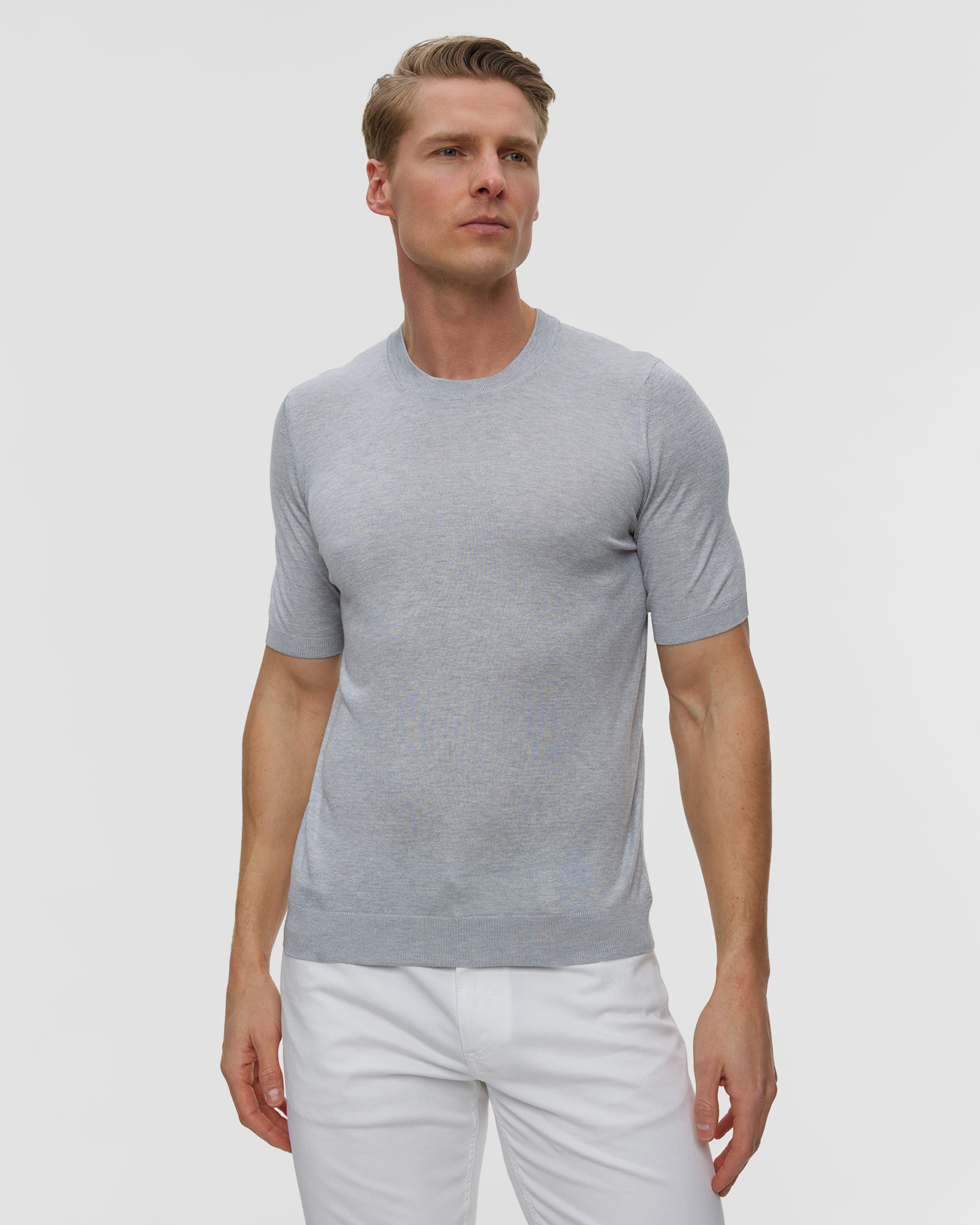 T-shirt jedwabny męski Gran Sasso