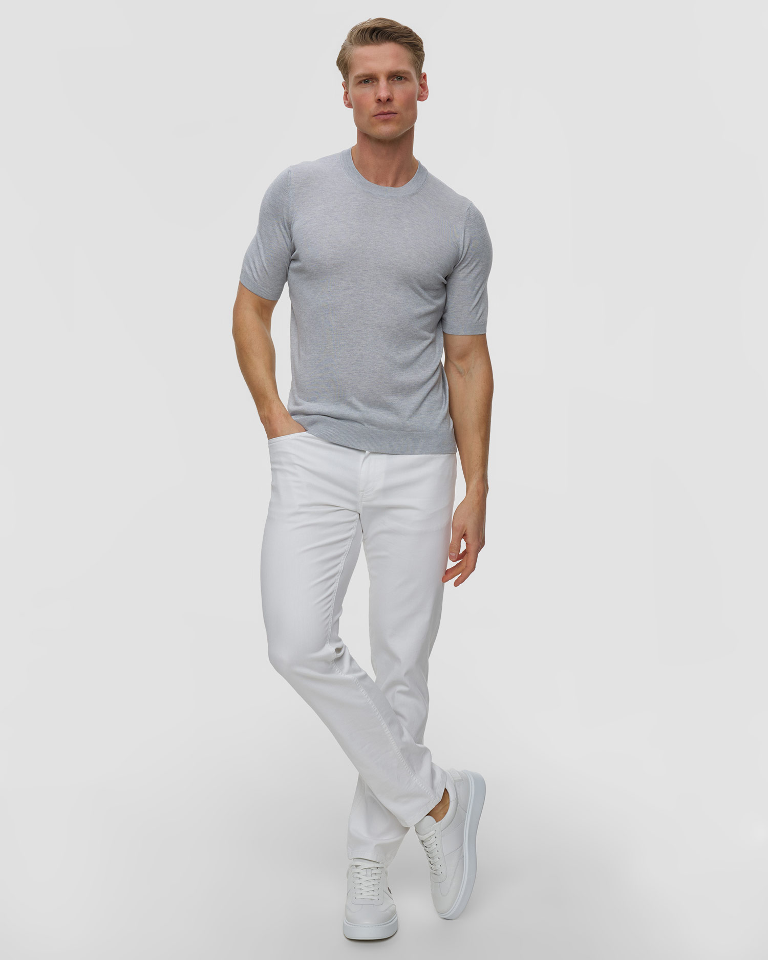 T-shirt jedwabny męski Gran Sasso