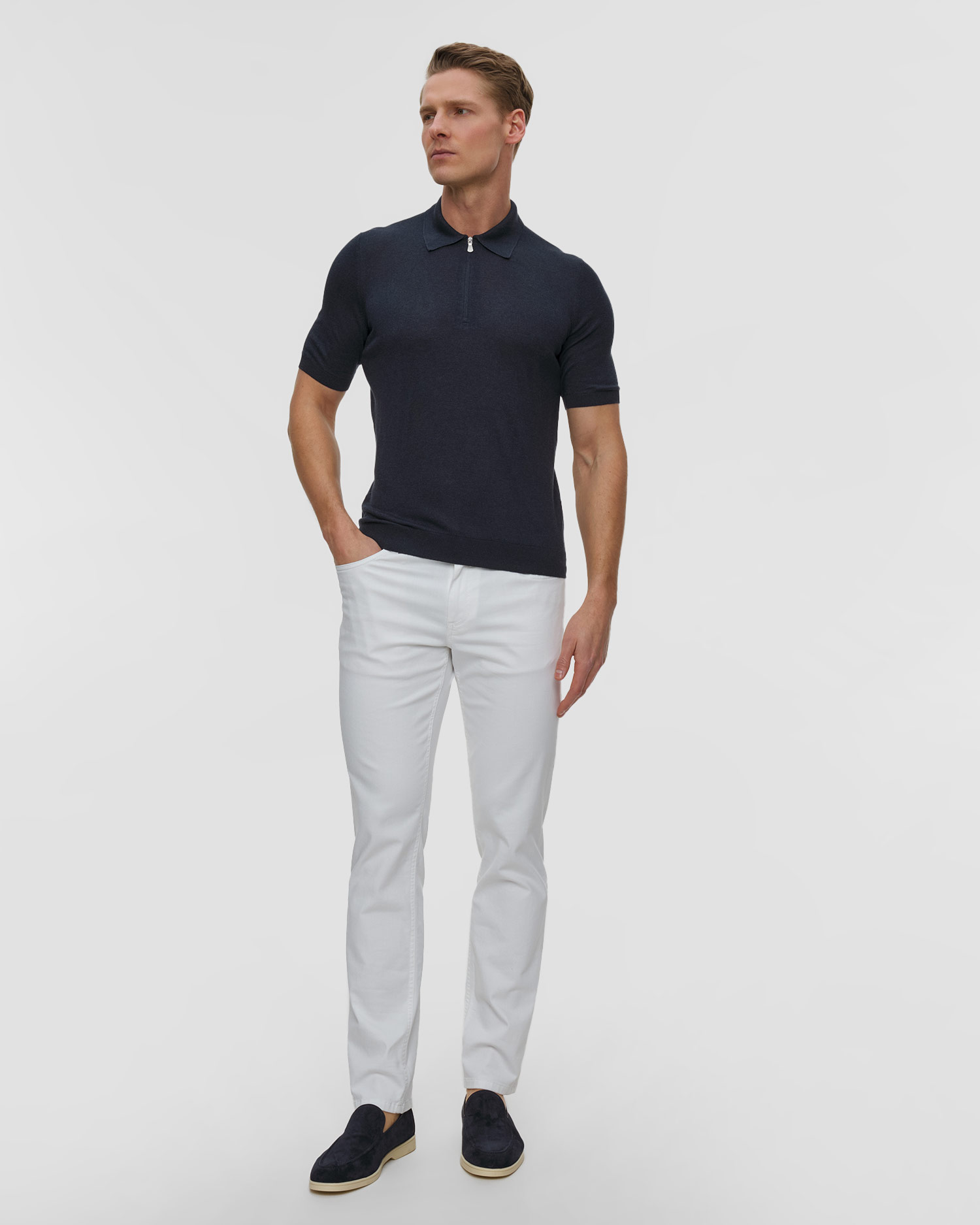 Polo jedwabne męskie Gran Sasso