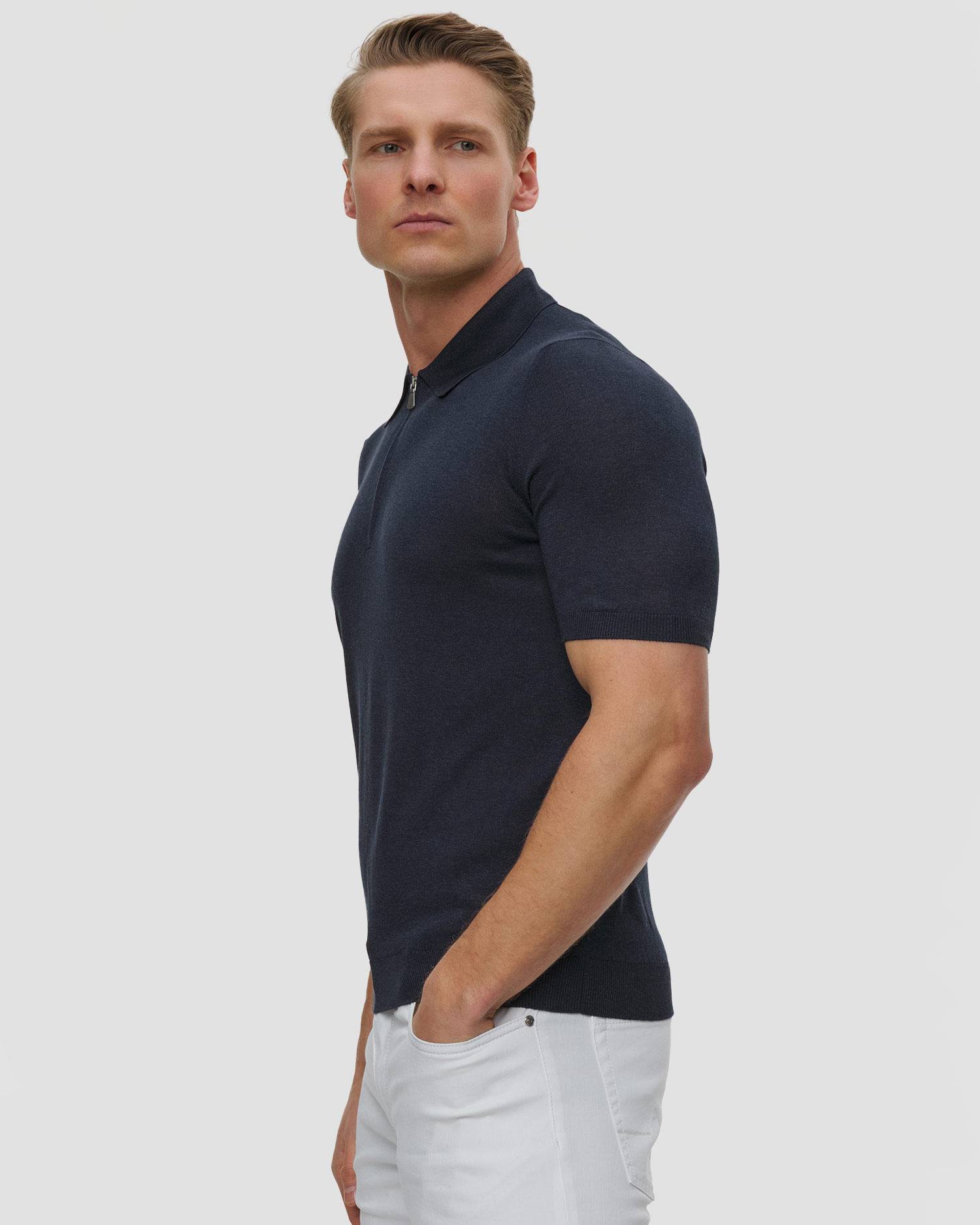 Polo jedwabne męskie Gran Sasso