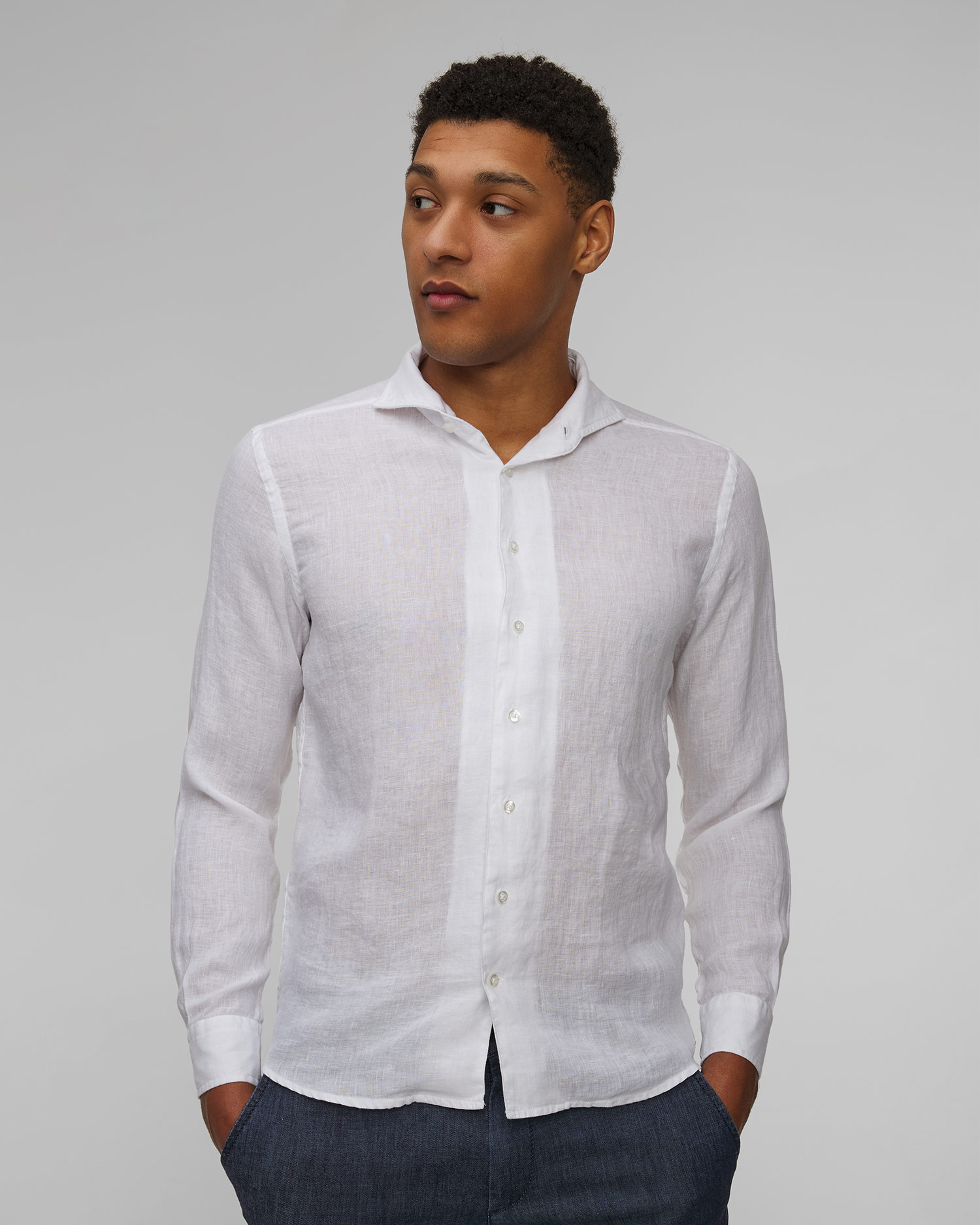 Chemise en lin à manches longues pour hommes Gran Sasso
