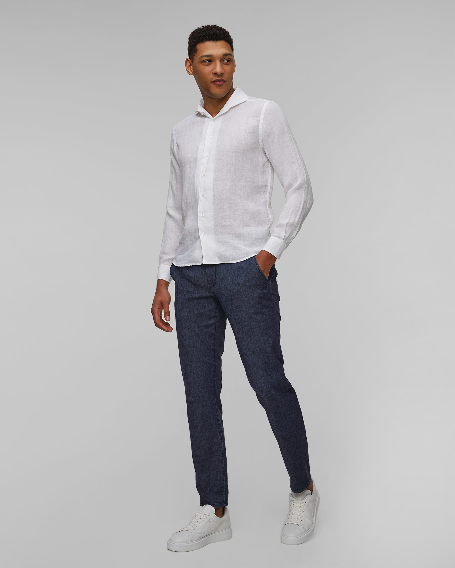 Chemise en lin à manches longues pour hommes Gran Sasso