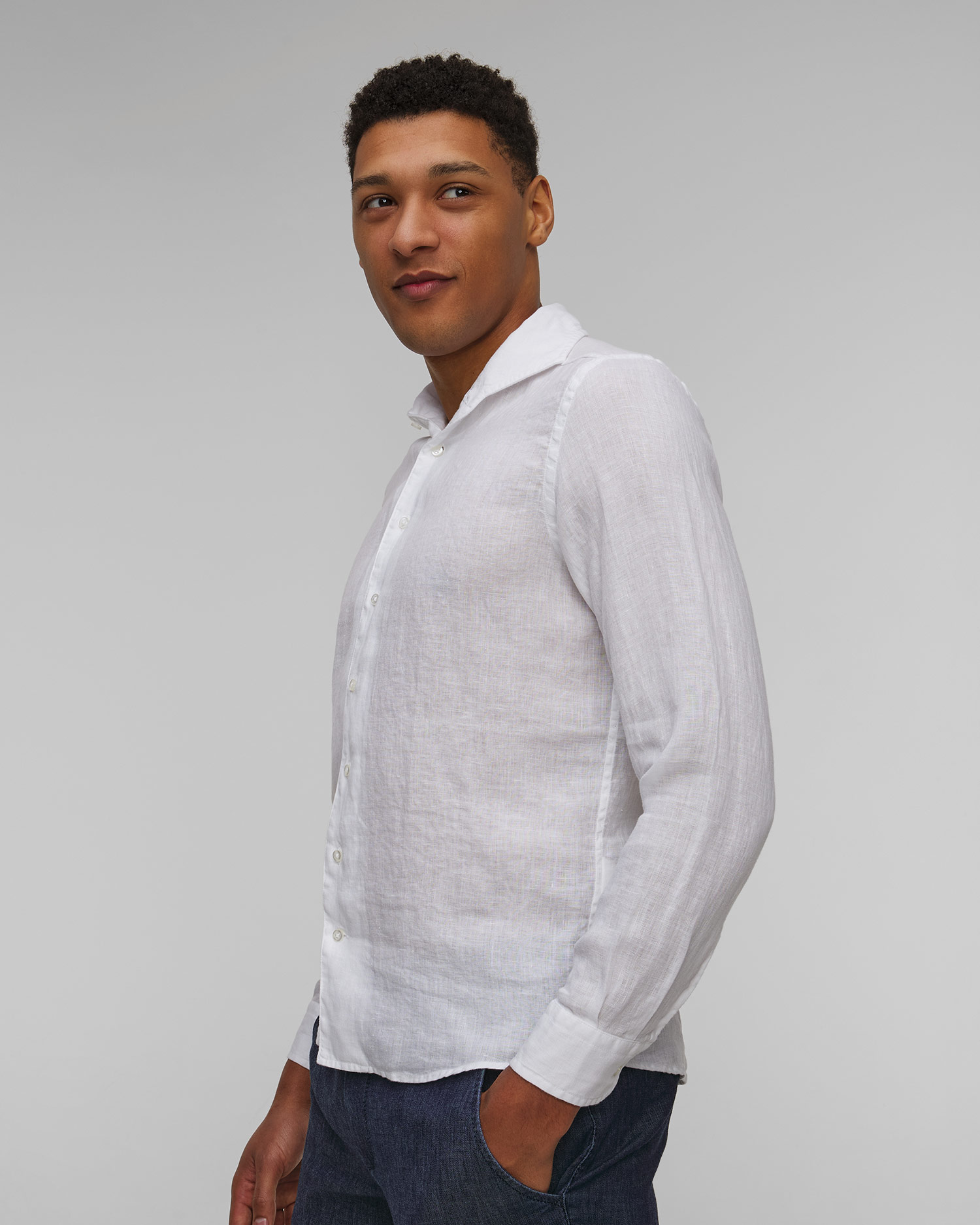 Chemise en lin à manches longues pour hommes Gran Sasso