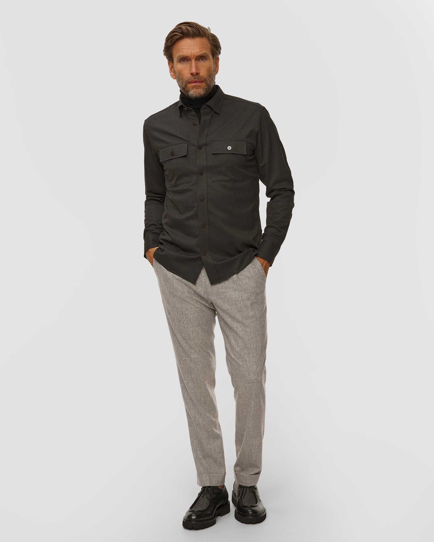 Szare spodnie wełniane męskie Gran Sasso