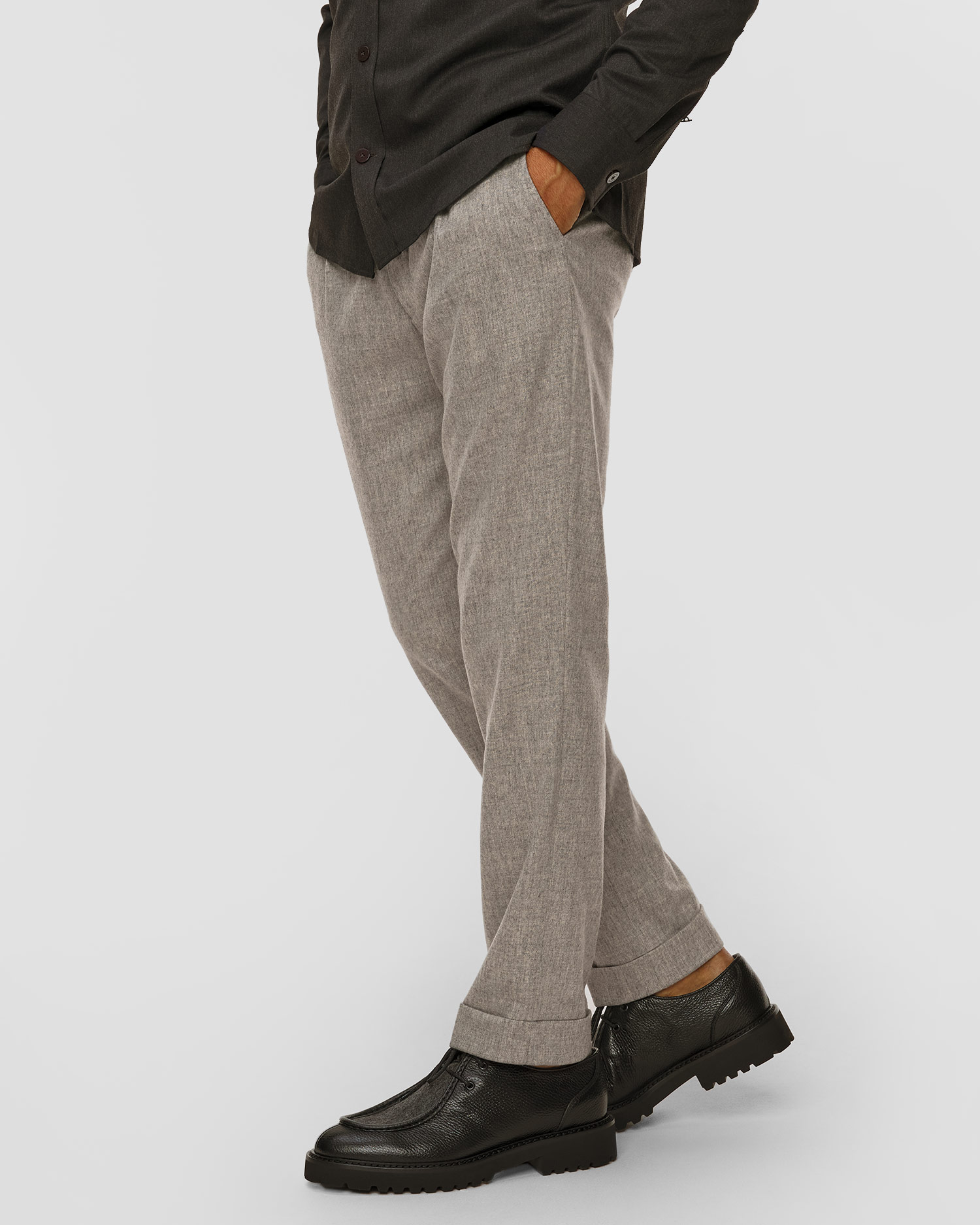 Szare spodnie wełniane męskie Gran Sasso