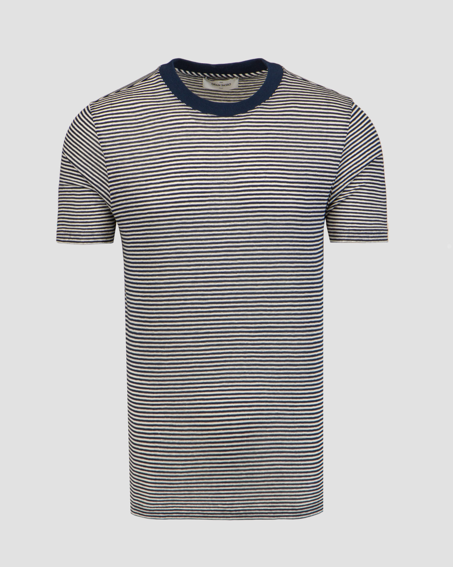 T-shirt prążkowany z lnem Gran Sasso
