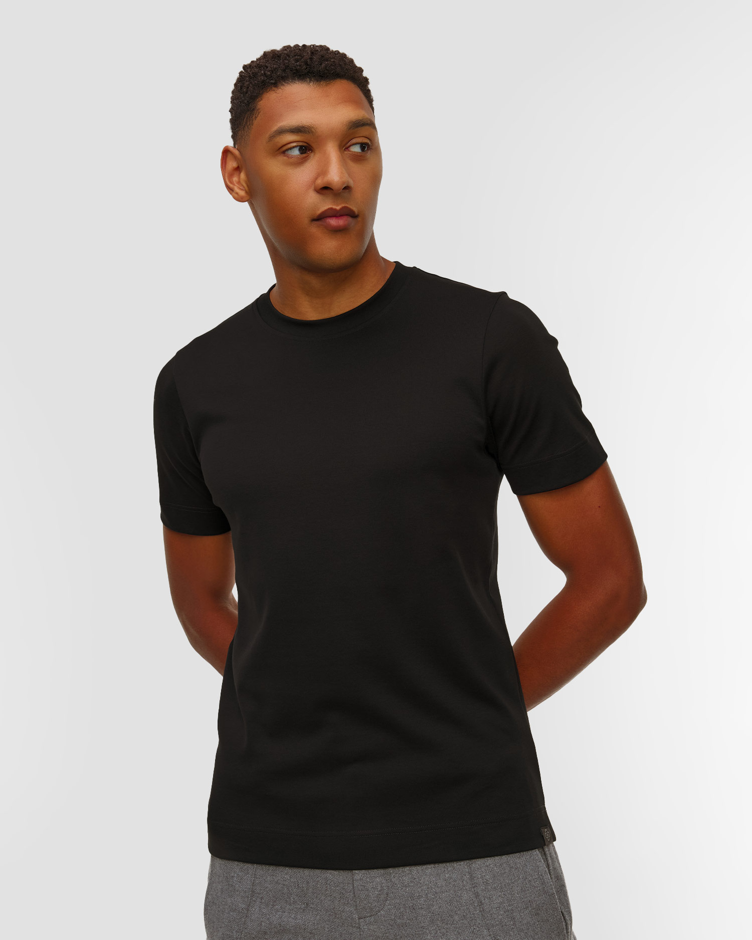 Czarny T-shirt męski Gran Sasso, Farba-Vzor: Czarny