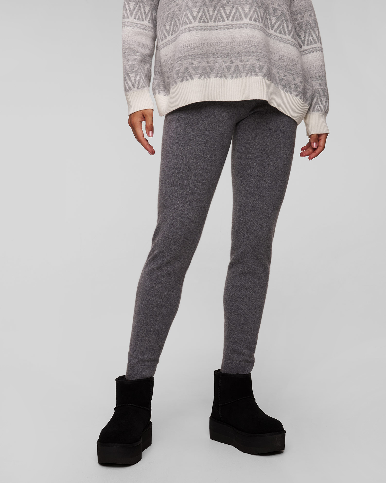 Colanți gri din cașmir pentru femei Kujten Joggy 2