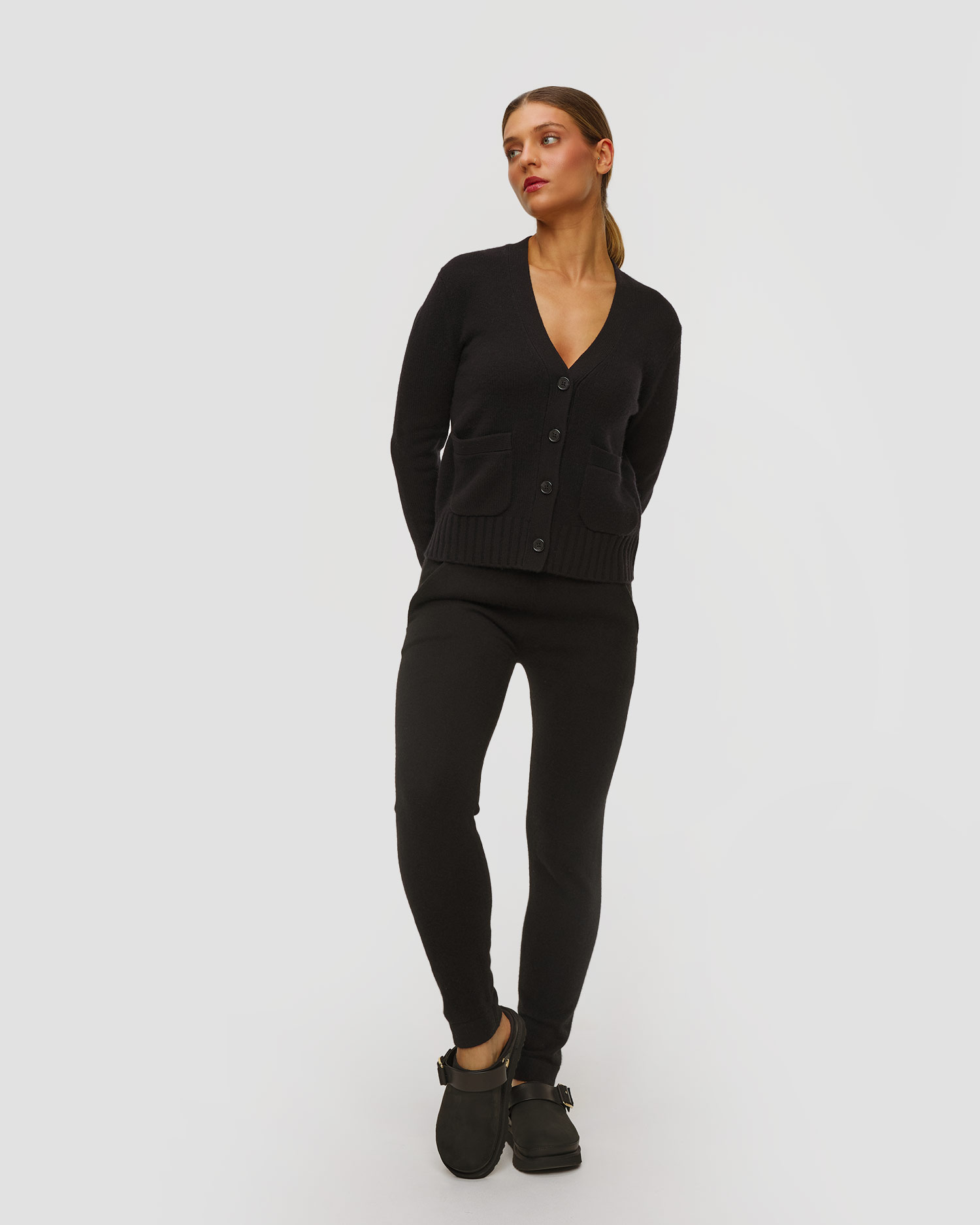 Colanți negri din cașmir pentru femei Kujten Joggy 2