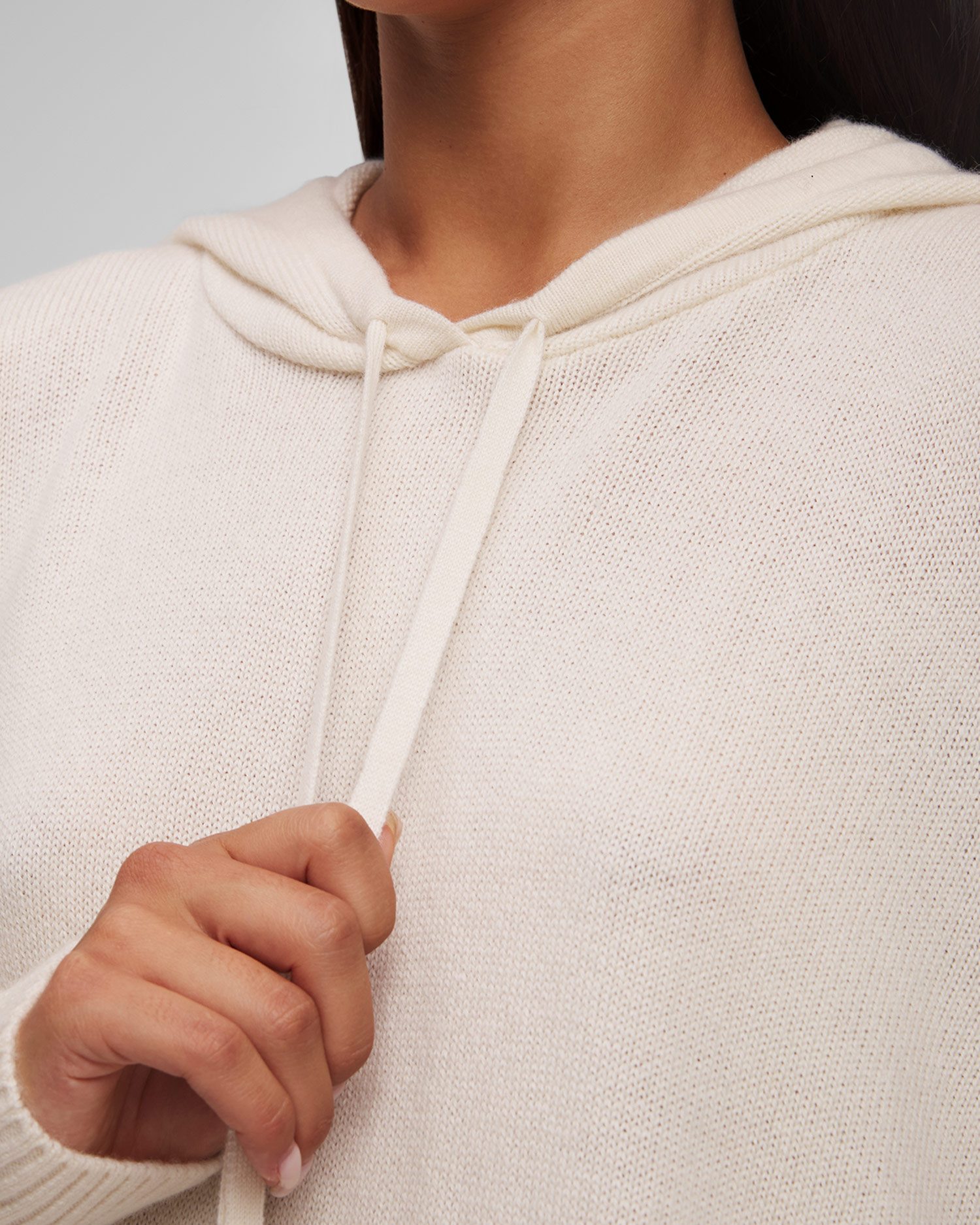 Pull à capuche en cachemire blanc pour femmes Kujten Reena