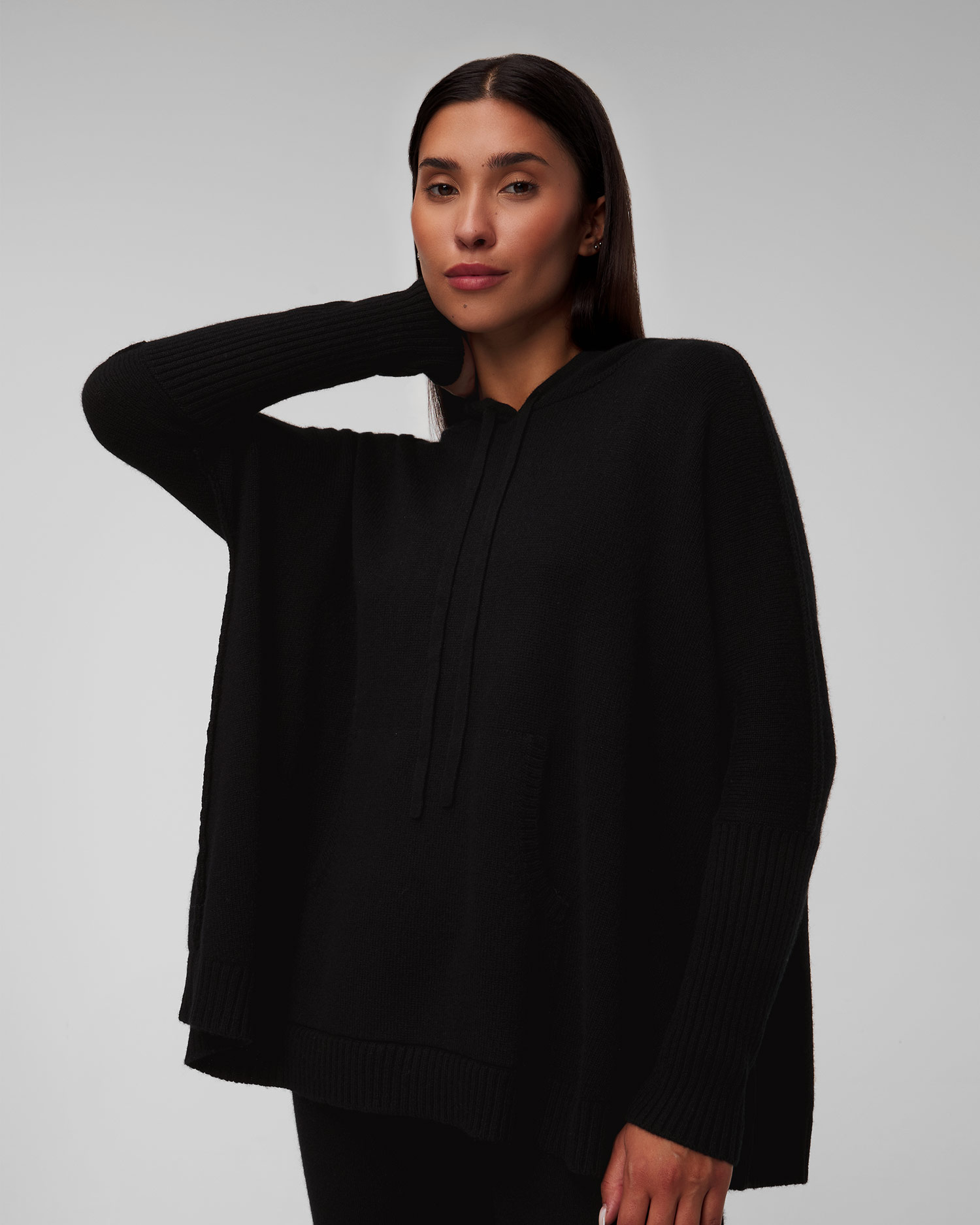 Women's black cashmere  hoodie Kujten Reena