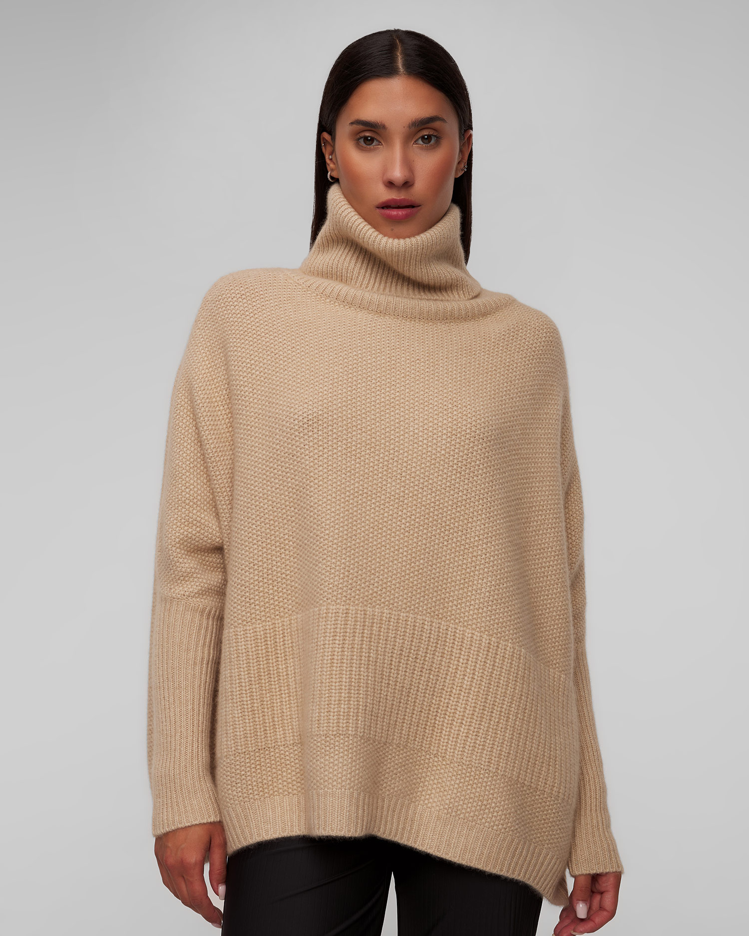 Women's beige cashmere turtleneck Kujten Luani