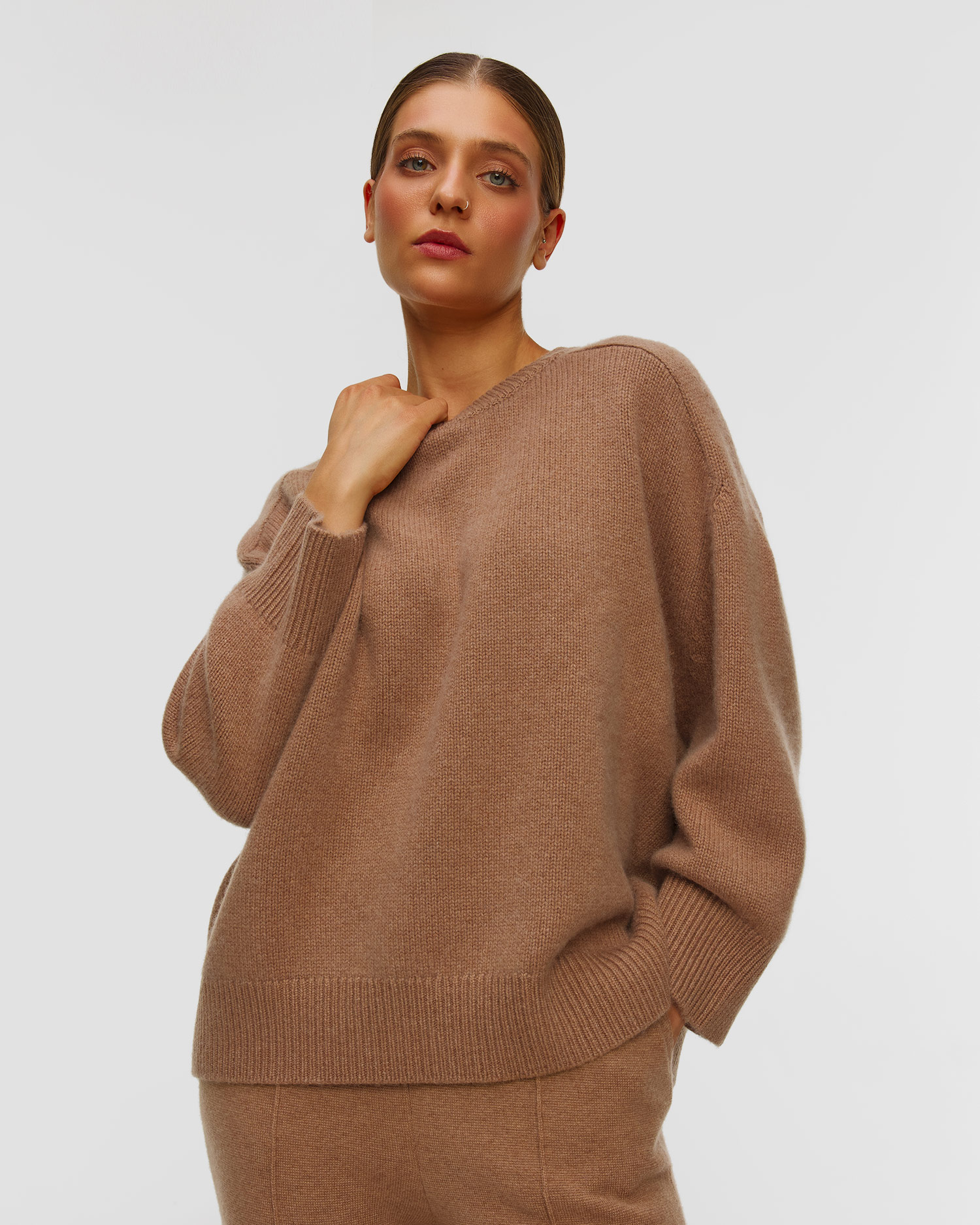 Pull en cachemire marron pour femmes Kujten Diane